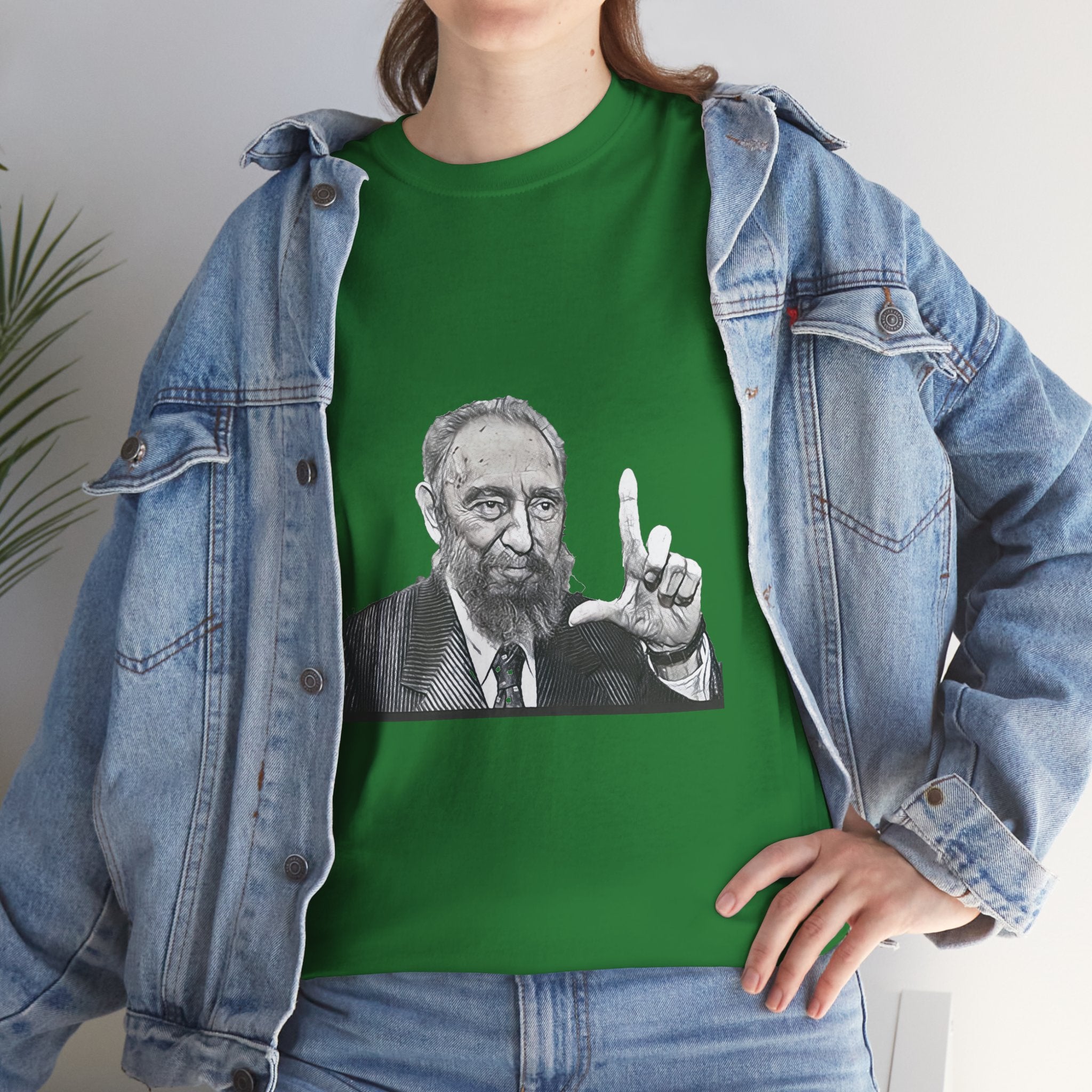 Fidel Castro Black & White Art Graphic Print Unisex Heavy Cotton Tee