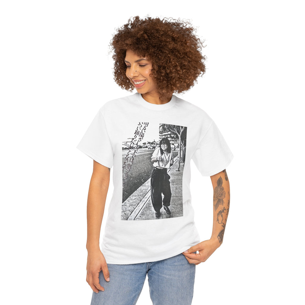 Vibing Graphic Print Short Sleeve Crew Neck Unisex Heavy Cotton Art Tee Shirt
