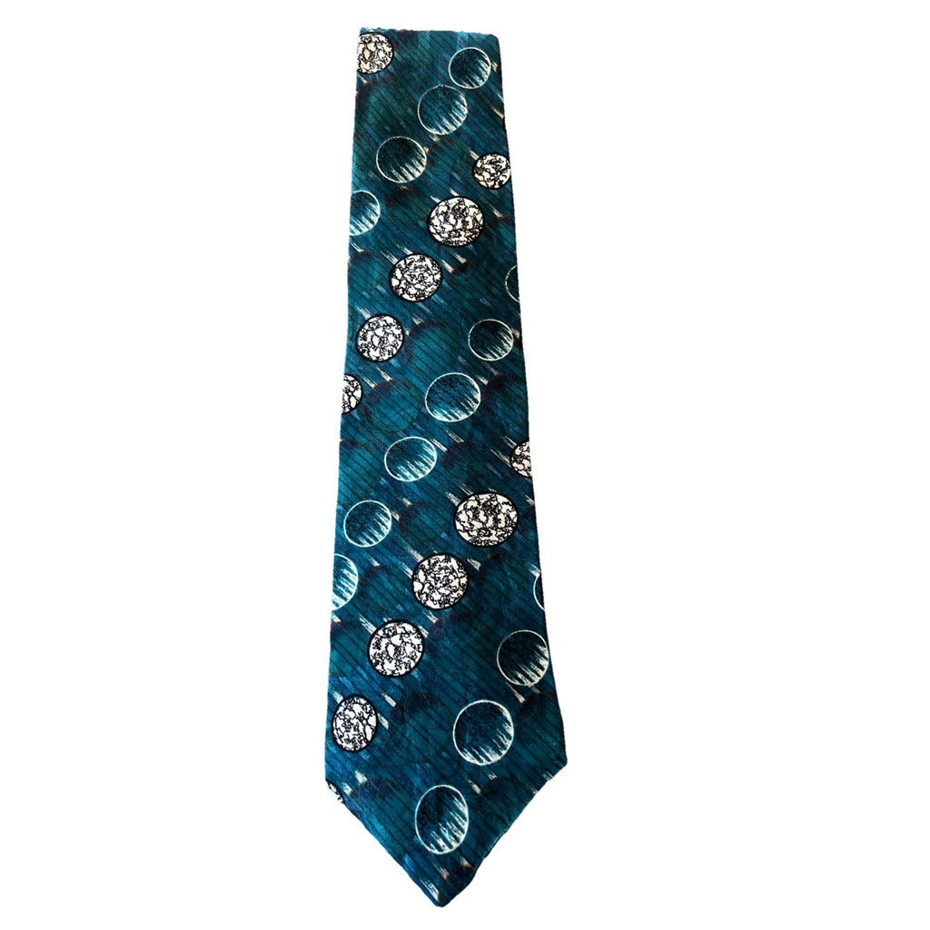 Club International By Par Tip Top Tie Vtg 100% Silk Canadian Fabric Blue Moon