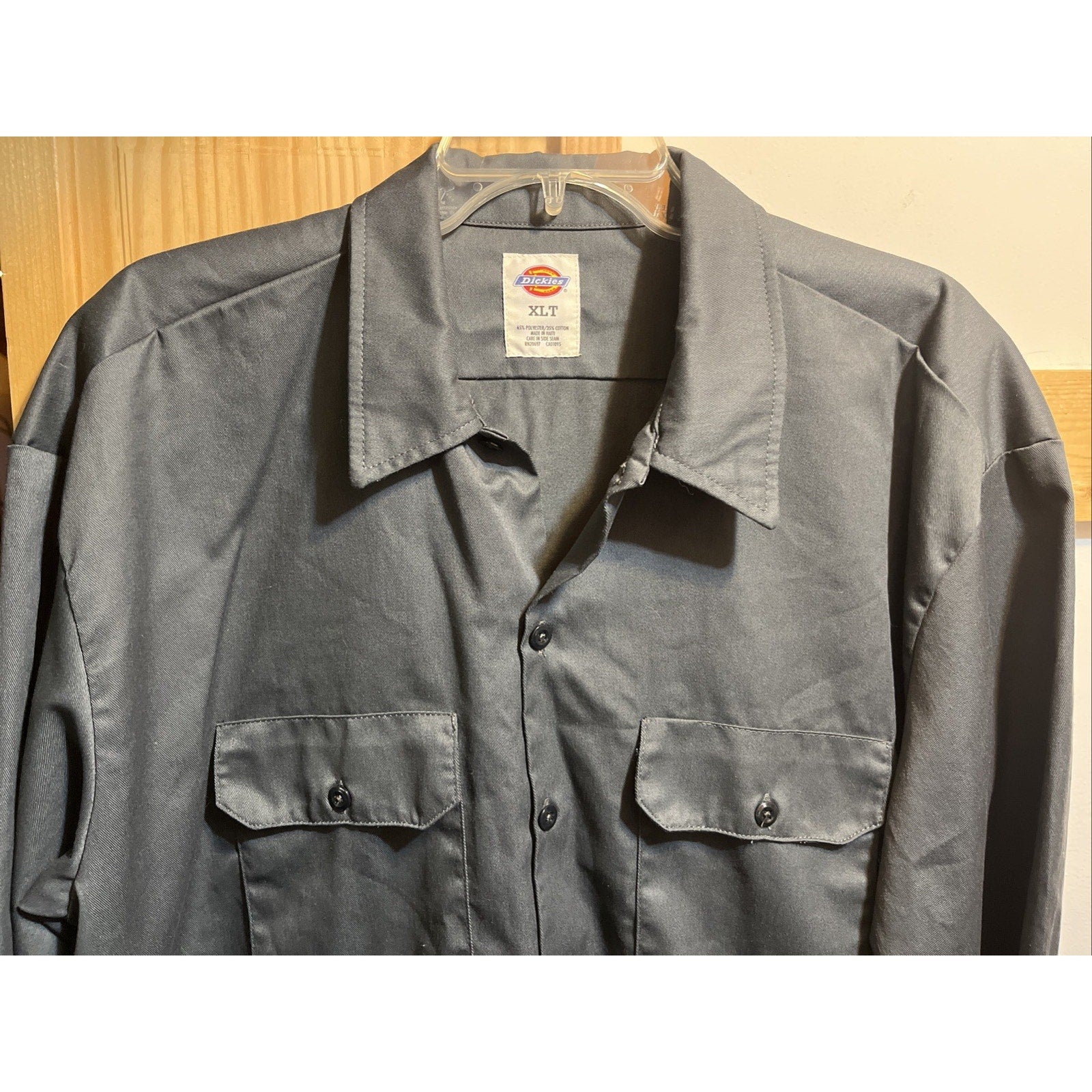 Vintage Dickies Long Sleeve Button Up Work Shirt Men's XLT Gray Cotton Polyester