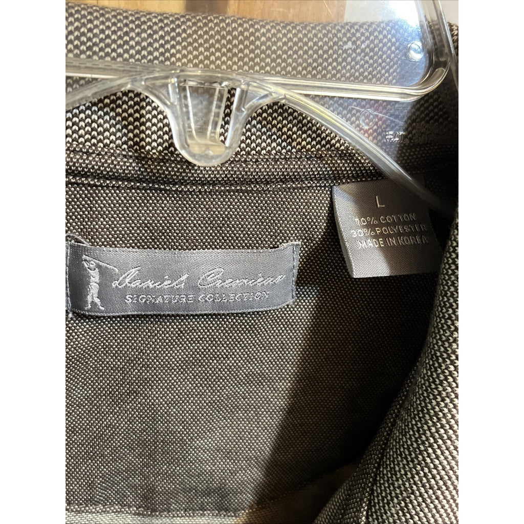 Daniel Cremieux Polo Shirt Men's L Golf Signature Collection Gray Short Sleeve