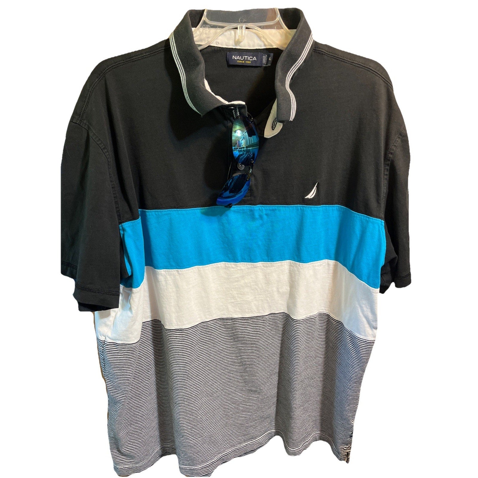 Vintage Nautica Polo Shirt Men’s Size XL Short Sleeve Colorblock Golf 1/4 Button