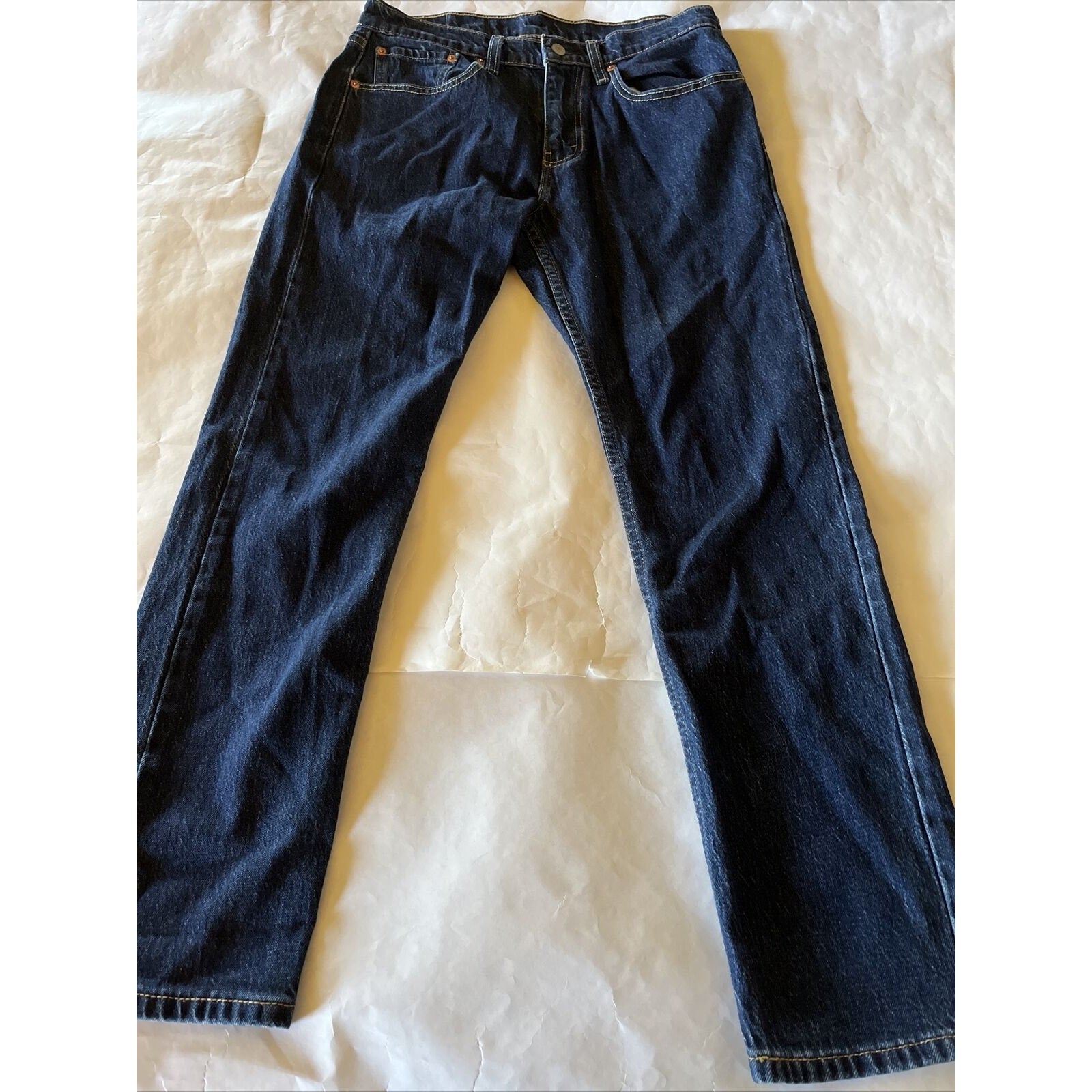 Levis 502 Mens Jeans Size 33x30 Dark Wash Blue Regular Taper Fit Leg Stretch EUC