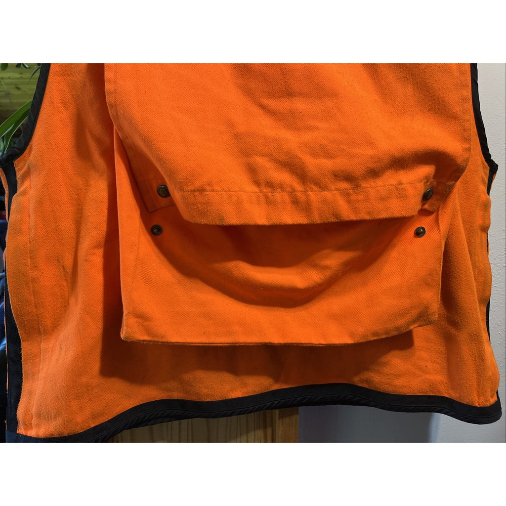 Vintage Cabela’s Hunting Vest Adult Mens Large Orange Bird Pouch Pockets Cabela