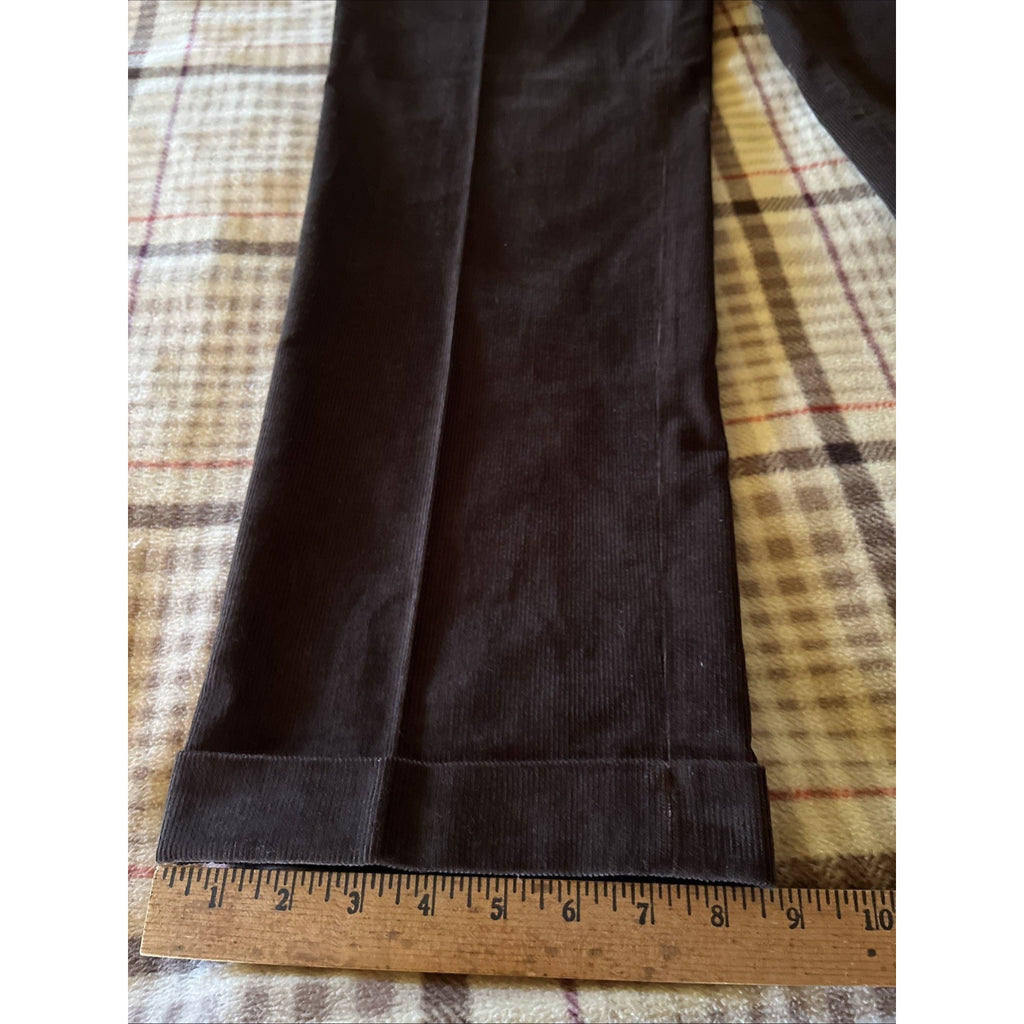NEW MENS RALPH LAUREN DARK BROWN CORDUROY FLAT FRONT PANTS SIZE 38X32
