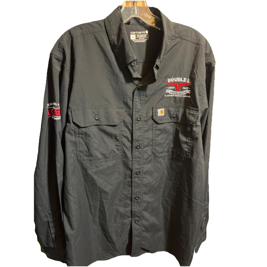Carhartt Shirt Mens Large Black Long Sleeve Button Down Relaxed Fit Workwear