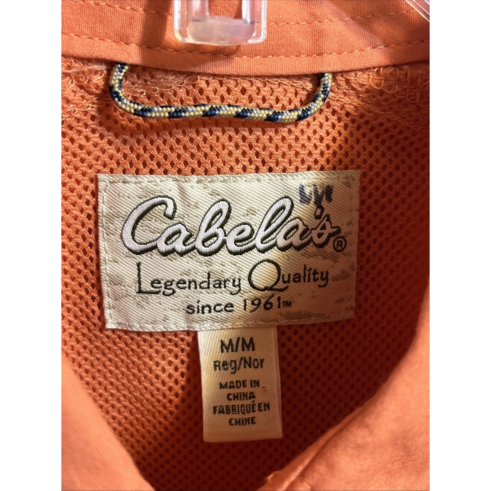 Cabela's Shirt Mens Tag Size M Medium Long Sleeve Orange Fishing Hiking