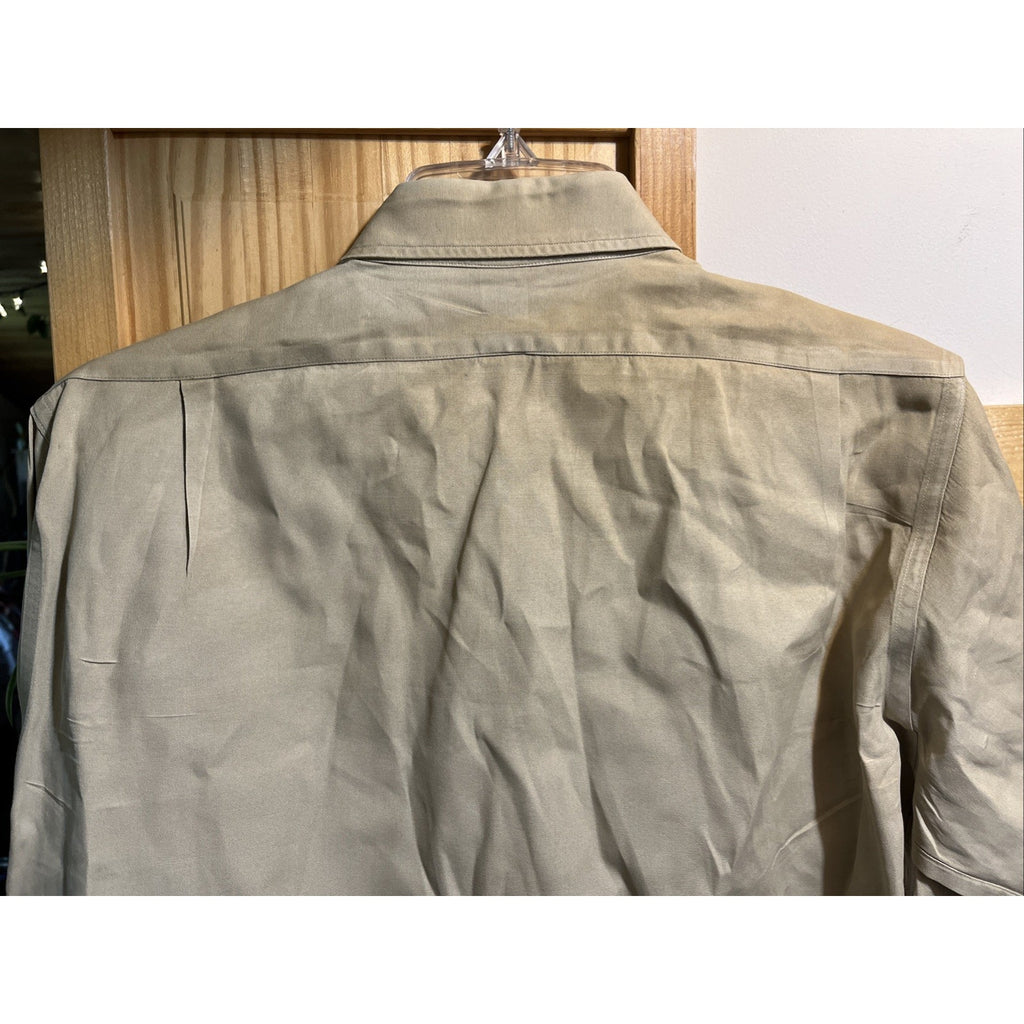 Vintage Flying Cross De Luxe Poplin Shirt SZ Small Khaki Long Sleeve Sanforized