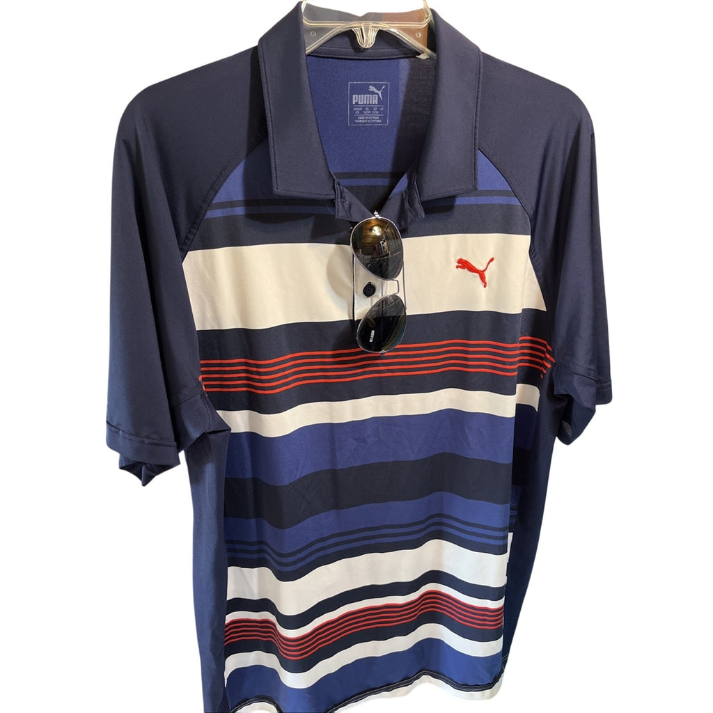 Puma Dry Cell Golf Polo Shirt Men's Size Large Multicolor Striped Performance