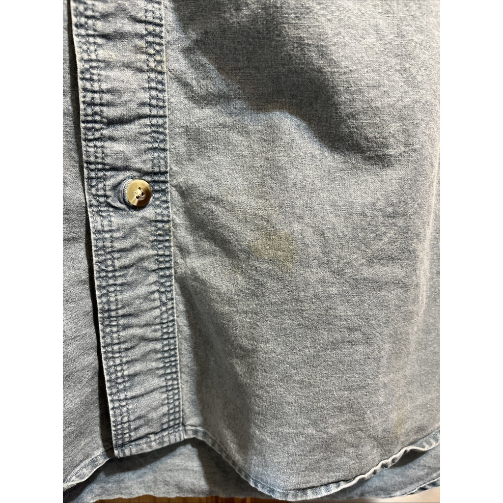 Redhead Vintage Shirt Men’s L Blue Canvas Long Sleeve Cotton Button Embroidered
