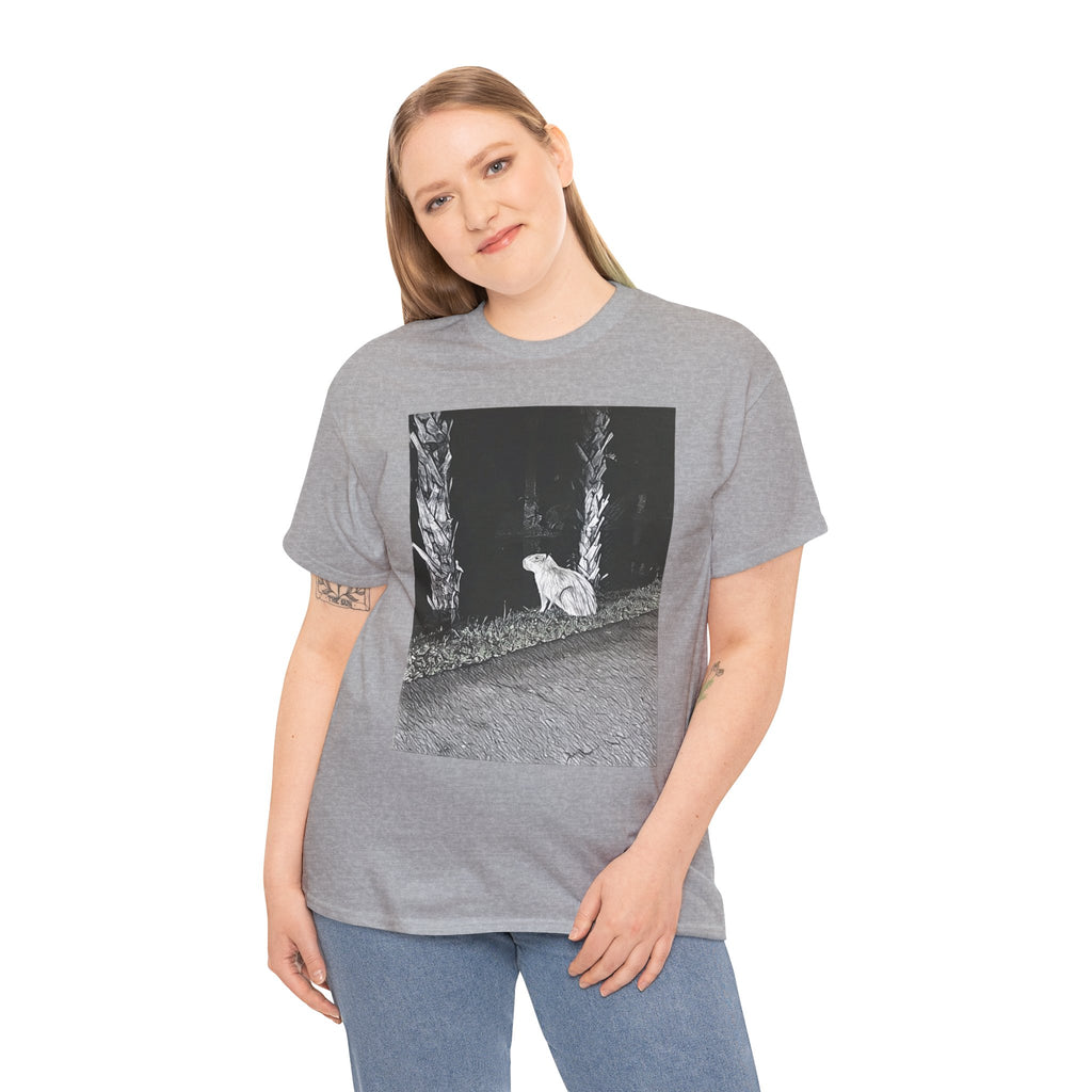 Capybara Graphic Print Short Sleeve Crew Neck Unisex Heavy Cotton Art Tee Shirt