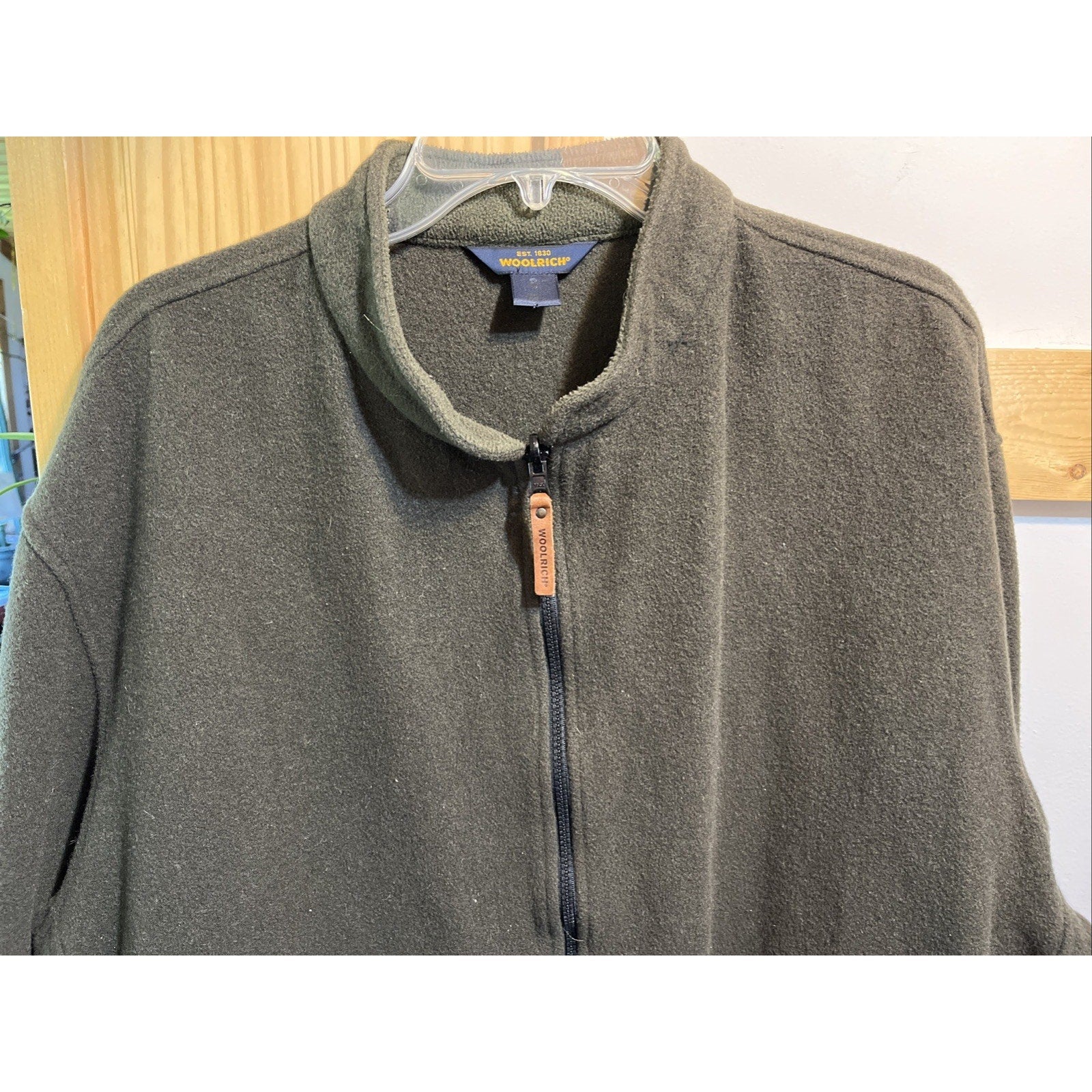 Woolrich Vintage Moleskin Jacket Men’s XL Olive Green LS Wool Blend Full Zip