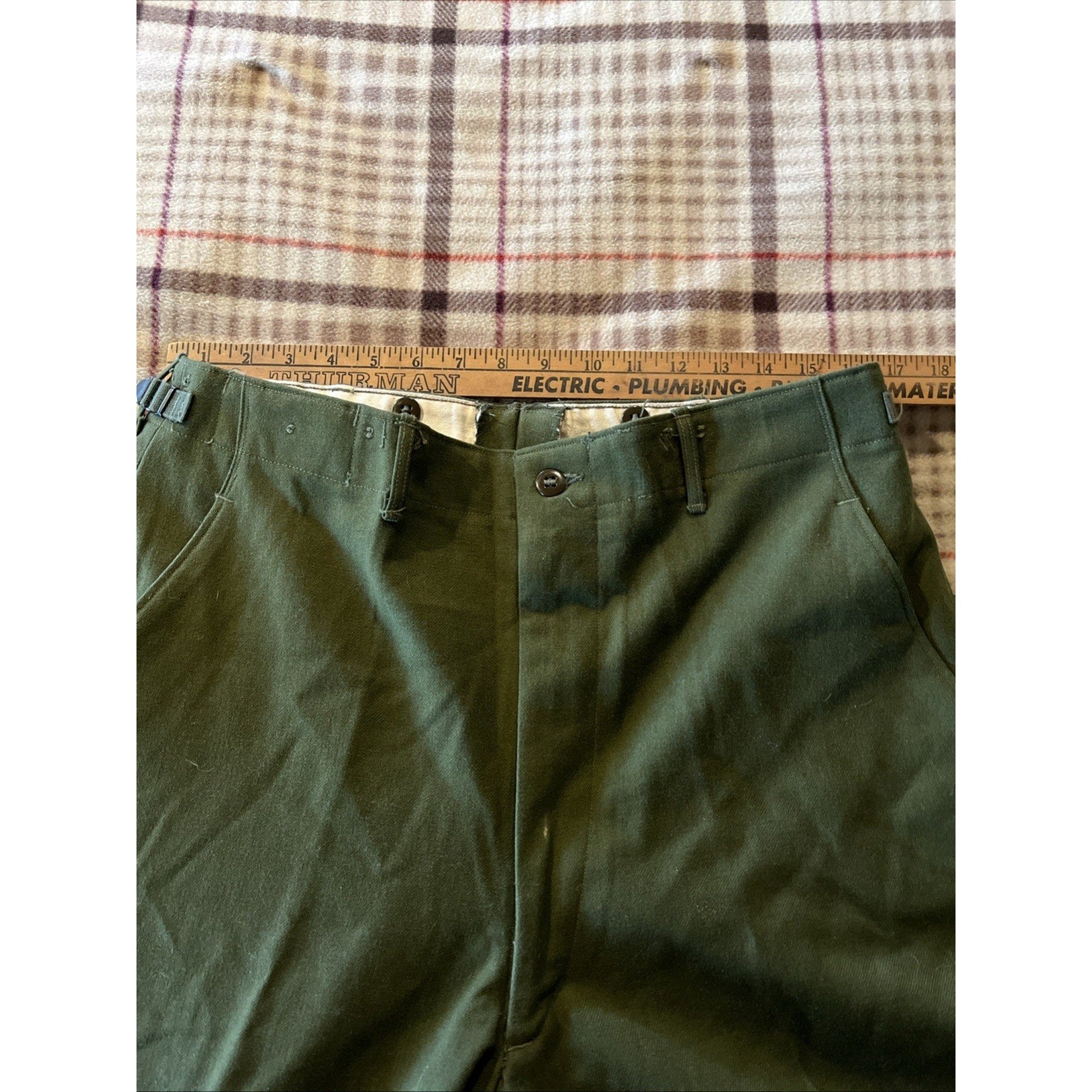 Vintage M-1951 Pants Trousers Short Medium US ARMY Green Military M51 33x28 Wool