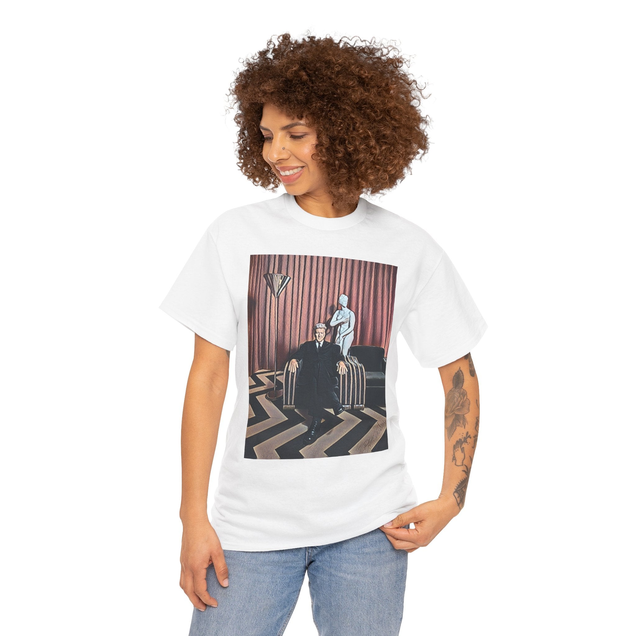 David Lynch Twin Peaks Graphic Print Short Sleeve Unisex Heavy Cotton Tee Shirt