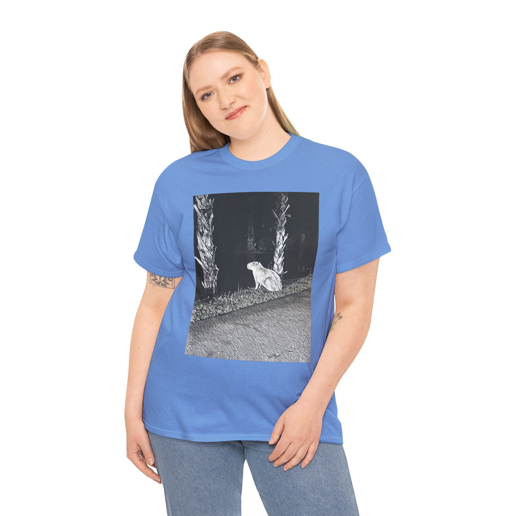 Capybara Graphic Print Short Sleeve Crew Neck Unisex Heavy Cotton Art Tee Shirt