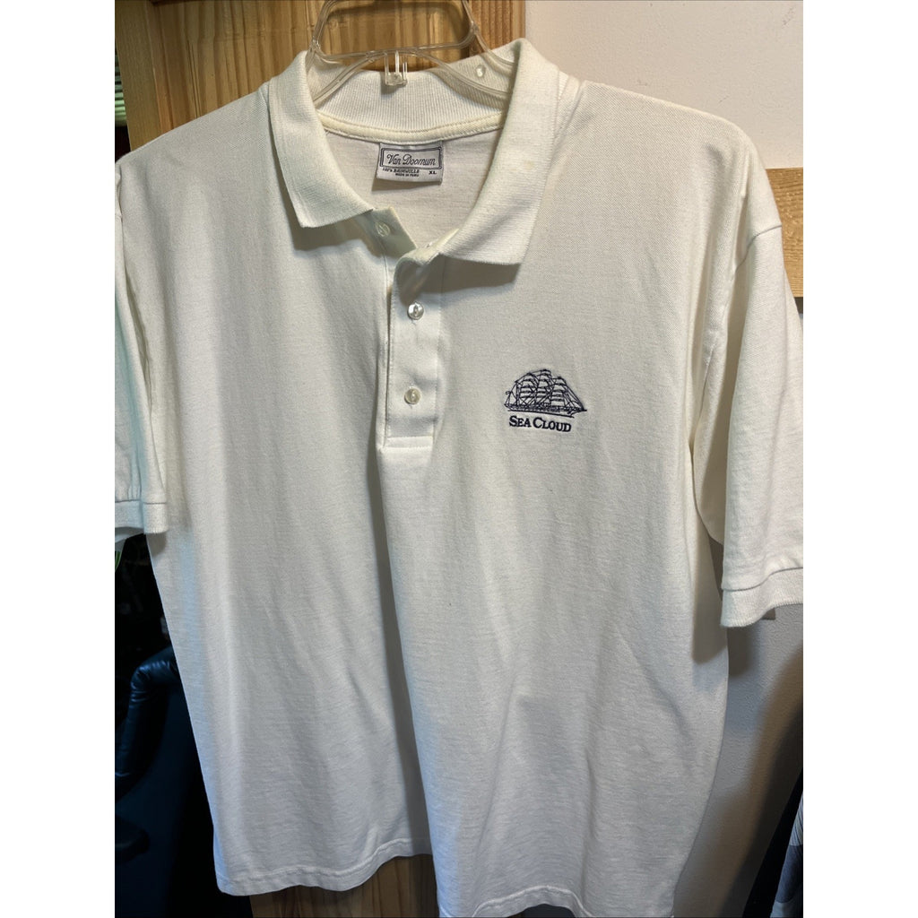 Van Doornum XL White Sailing Polo Shirt Cotton Logo Sea Cloud Golf Short Sleeve