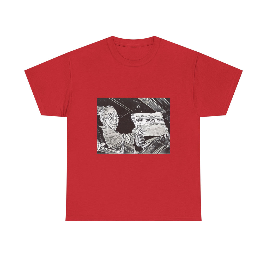 Dewey Defeats Truman Graphic Print Short Sleeve Unisex Heavy Cotton Tee Shirt