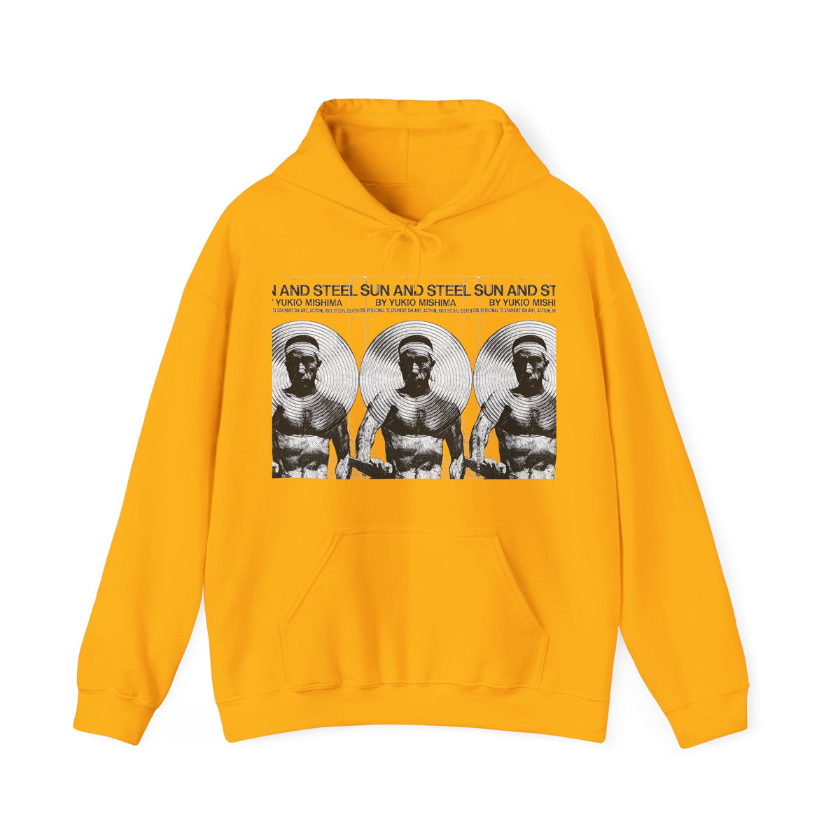 Yukio Mishima Sun & Steel Graphic Print LS Unisex Heavy Blend™ Hooded Sweatshirt