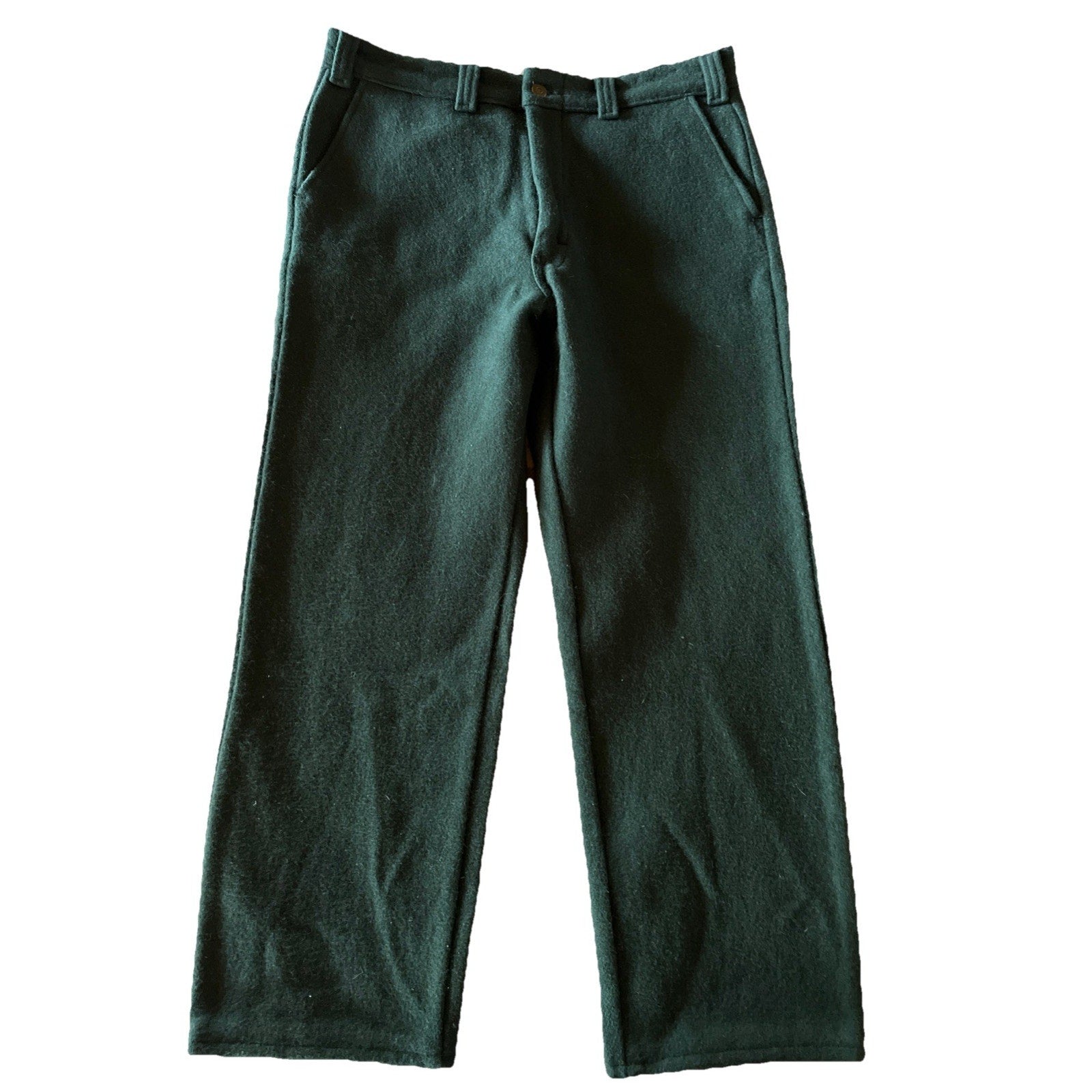 Vintage Codet Heavy Green Wool Blend Outdoor Pants Made in Canada Men's sz 35x28