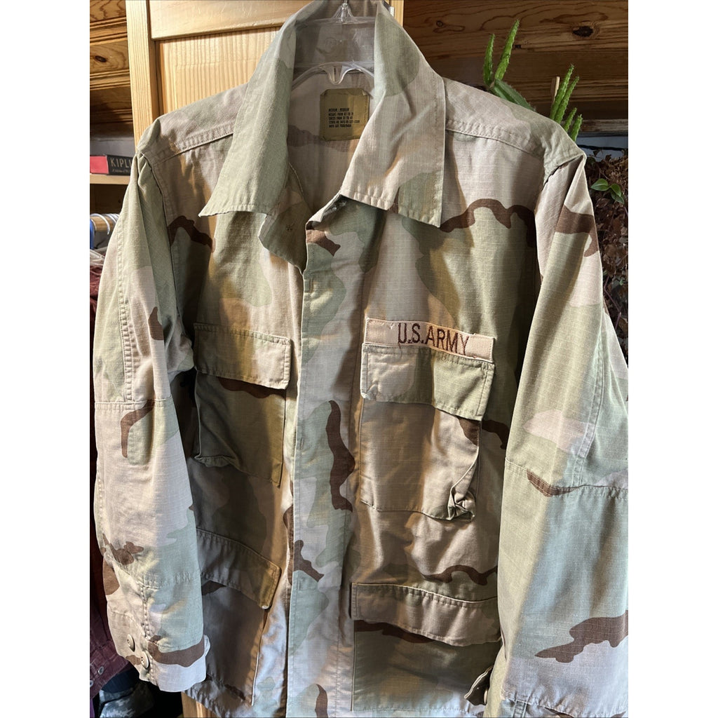 US Army Vintage Camo BDU Field Jacket Shirt Camouflage Military Coat Medium Reg