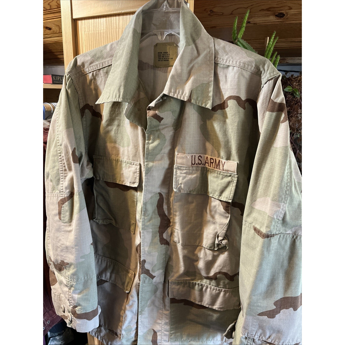 US Army Vintage Camo BDU Field Jacket Shirt Camouflage Military Coat Medium Reg