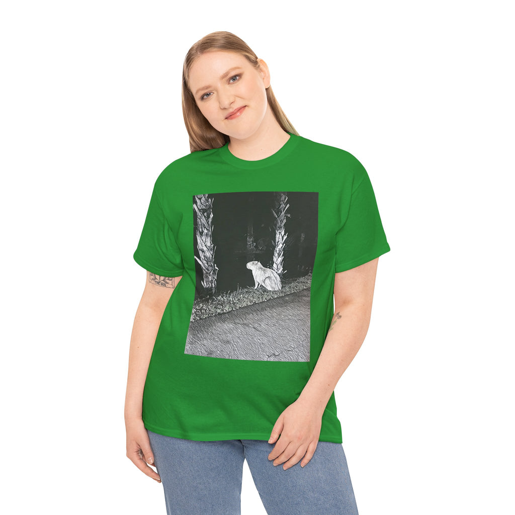 Capybara Graphic Print Short Sleeve Crew Neck Unisex Heavy Cotton Art Tee Shirt