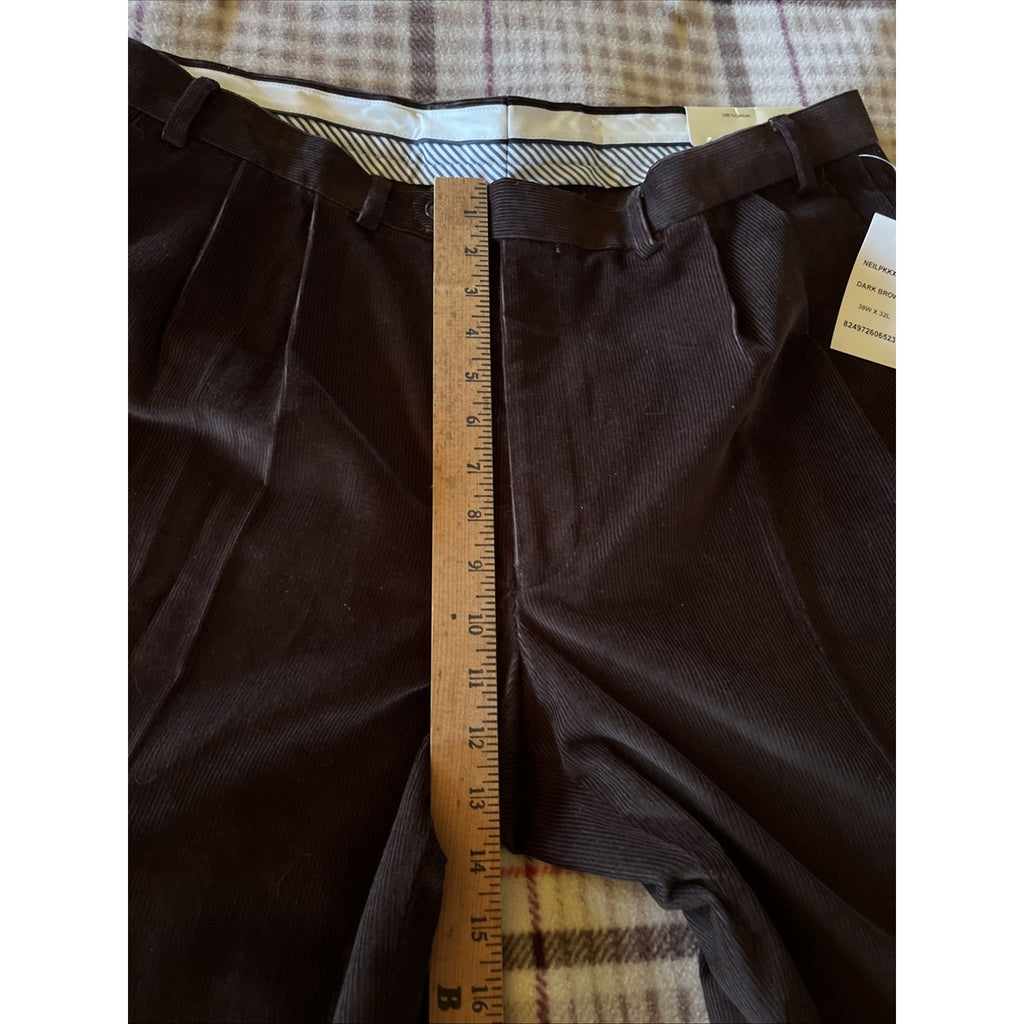 NEW MENS RALPH LAUREN DARK BROWN CORDUROY FLAT FRONT PANTS SIZE 38X32