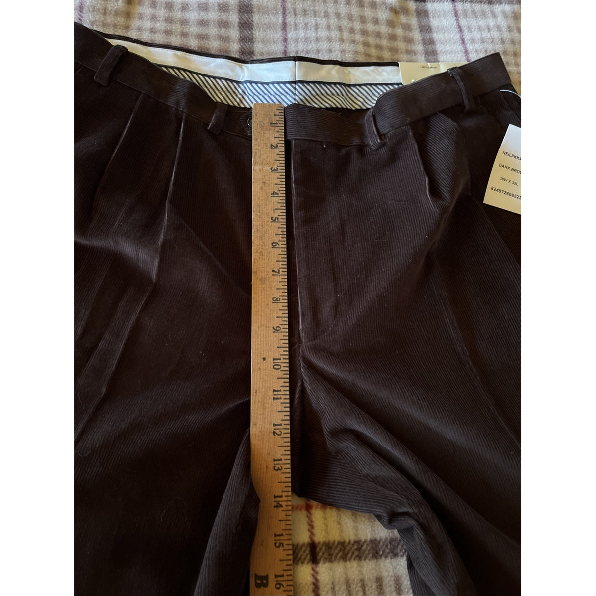 NEW MENS RALPH LAUREN DARK BROWN CORDUROY FLAT FRONT PANTS SIZE 38X32