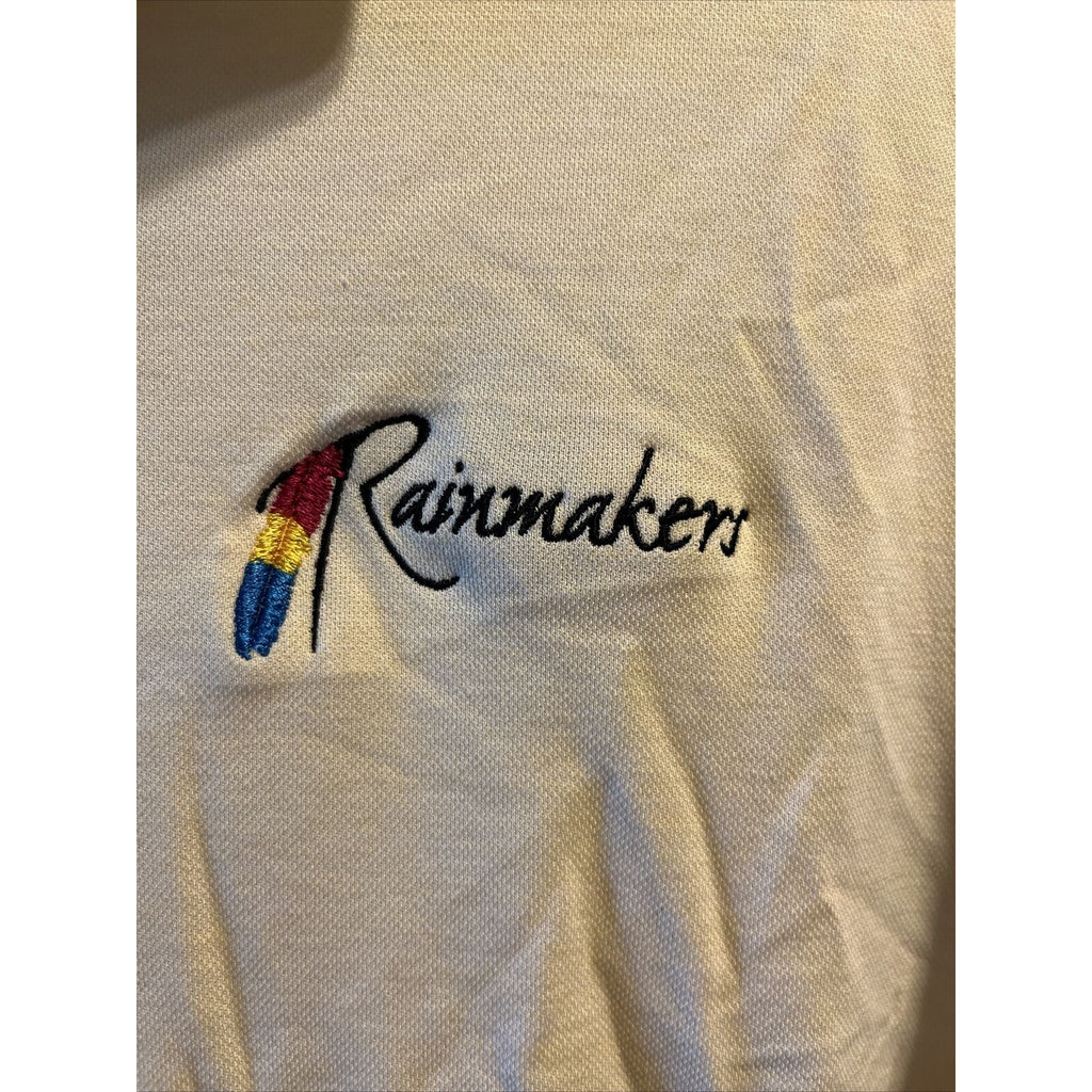 Travis Mathew Shirt Mens M Short Sleeve Button Polo Solid Yellow Rainmaker Logo
