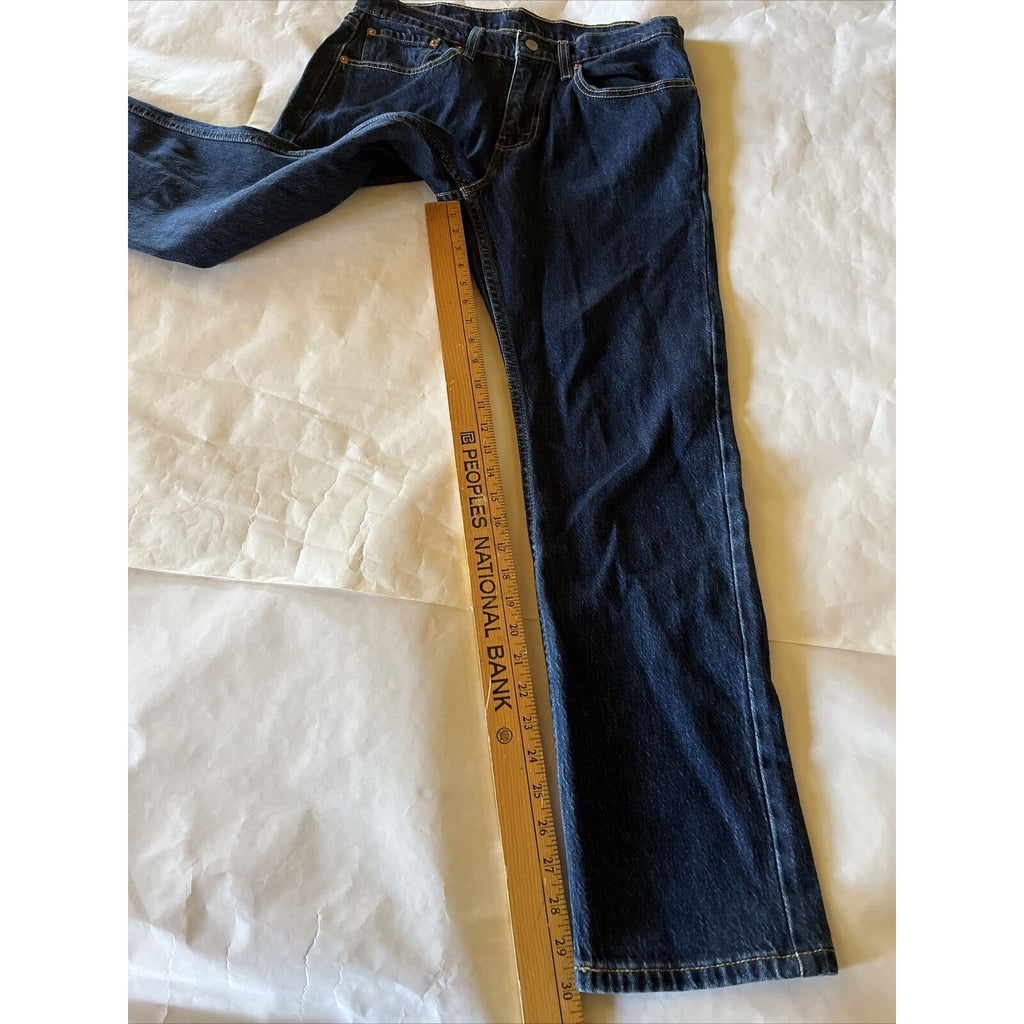 Levis 502 Mens Jeans Size 33x30 Dark Wash Blue Regular Taper Fit Leg Stretch EUC