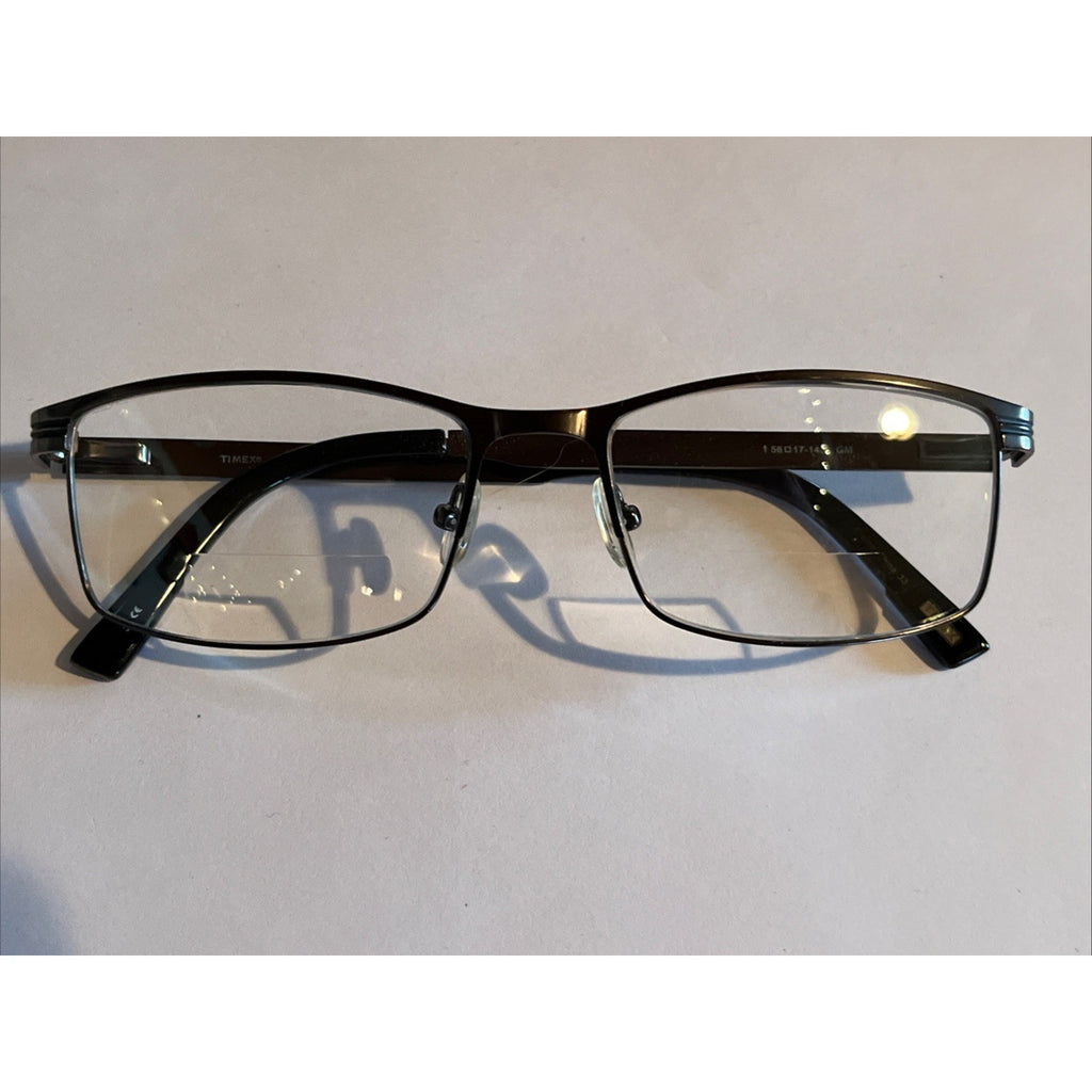 TIMEX EYEWEAR L056 Silver BLACK 56-17-145 FLEX HINGE EYEGLASSES TD82