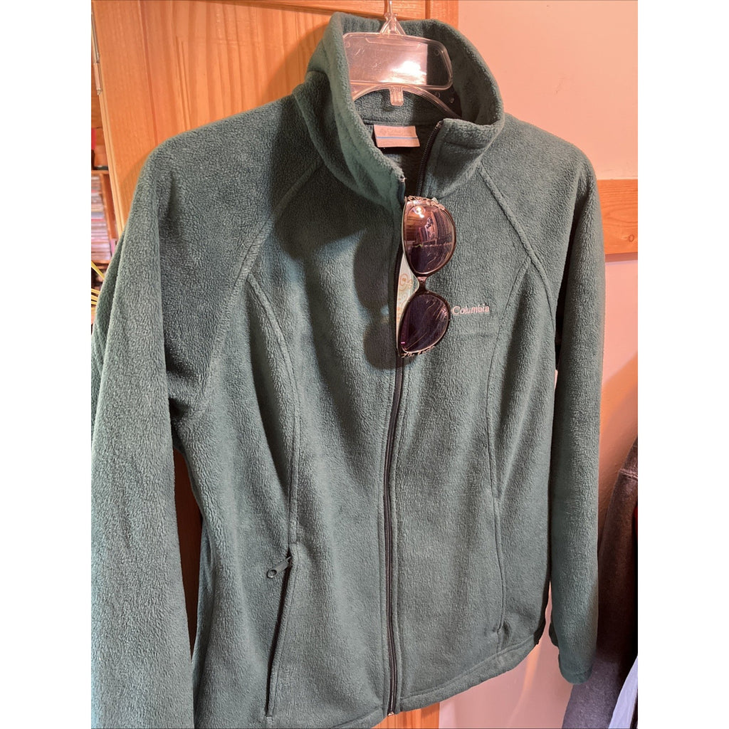 Columbia Womens M Green Long Sleeve Full Zip Polyester Fleece Windbreaker Jacket