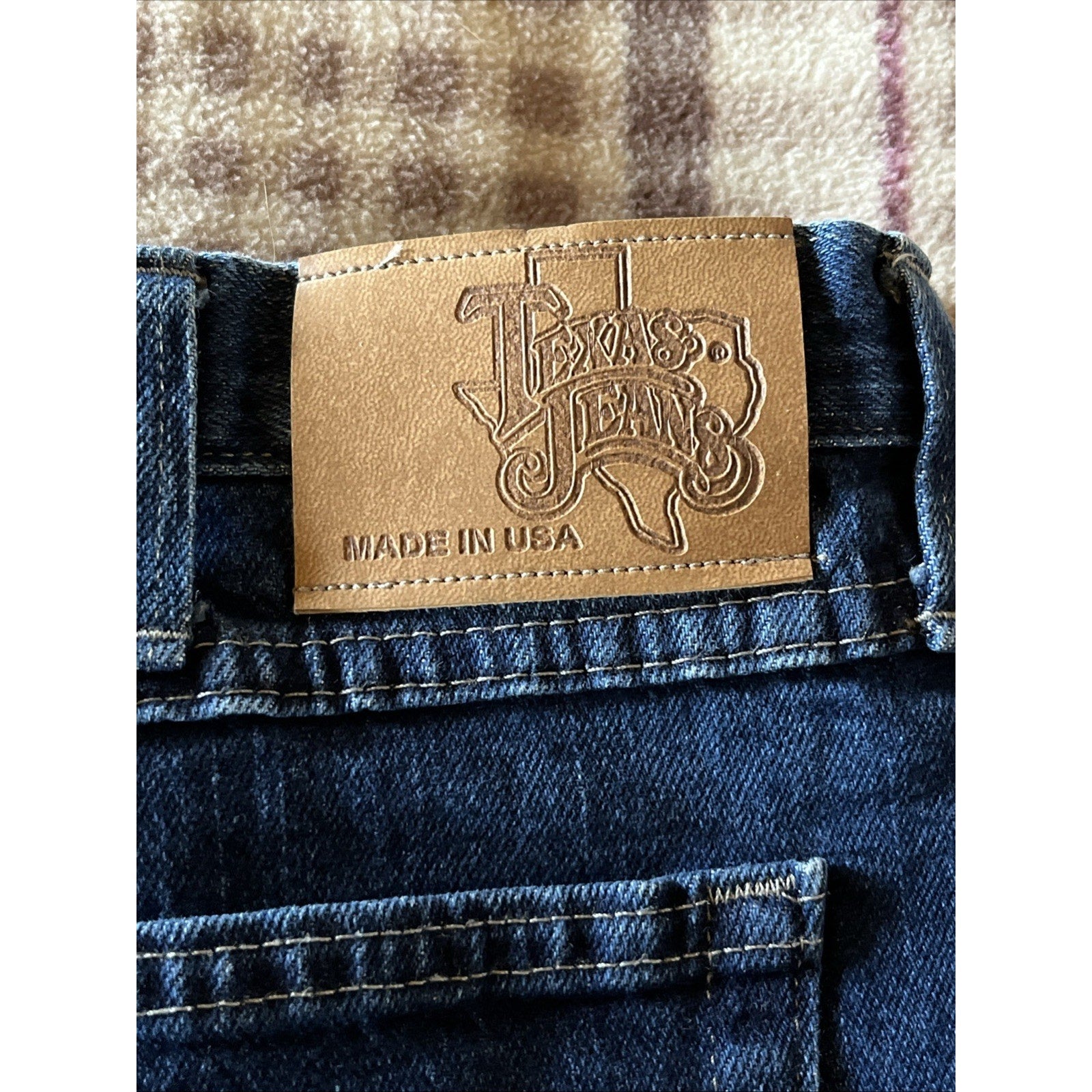 Texas Jeans Mens Demin Blue Relaxed Fit Western Dark Wash Made in USA 38x33
