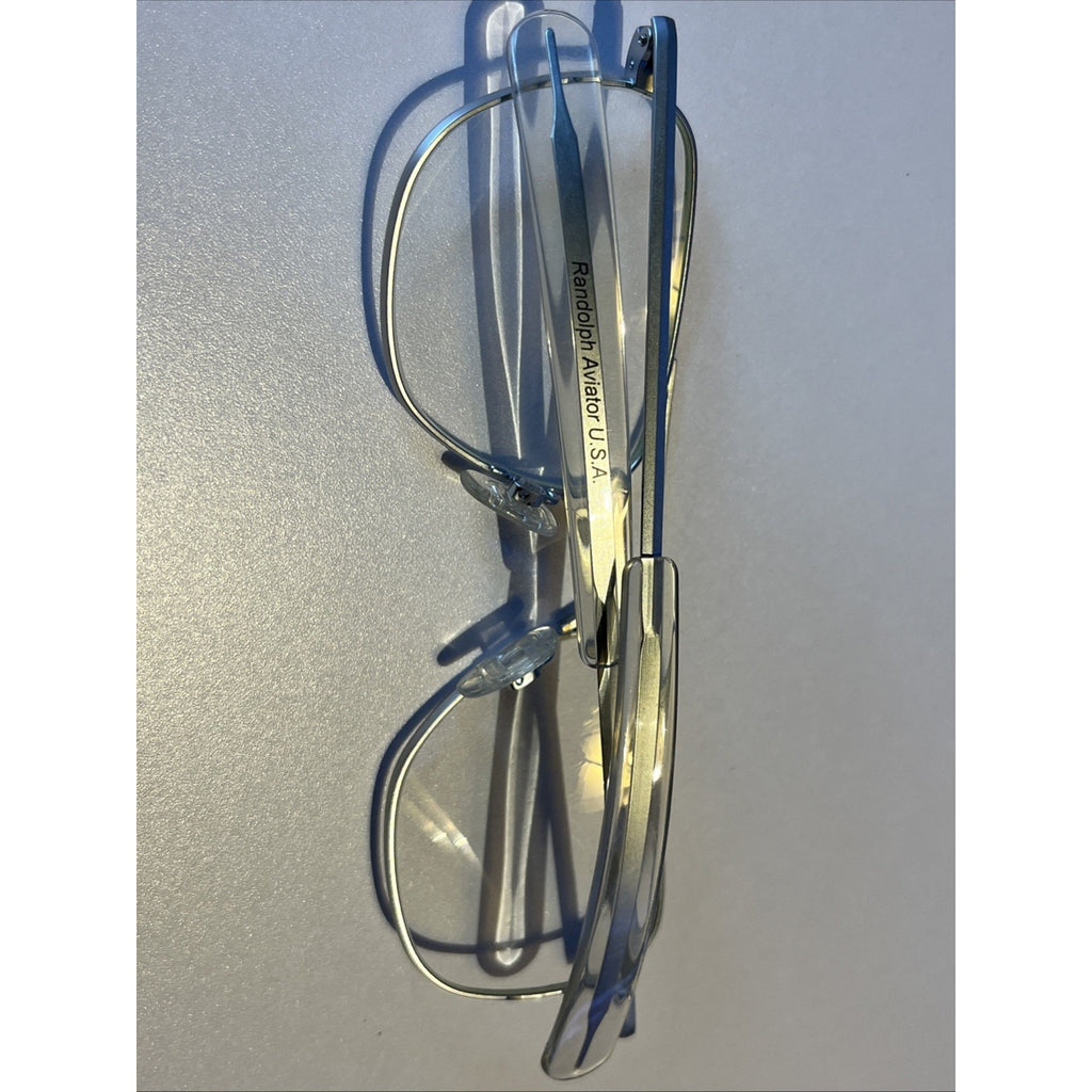 Randolph Aviator Glasses 52-20 Silver Chrome Bayonet Temples USA Frames Only