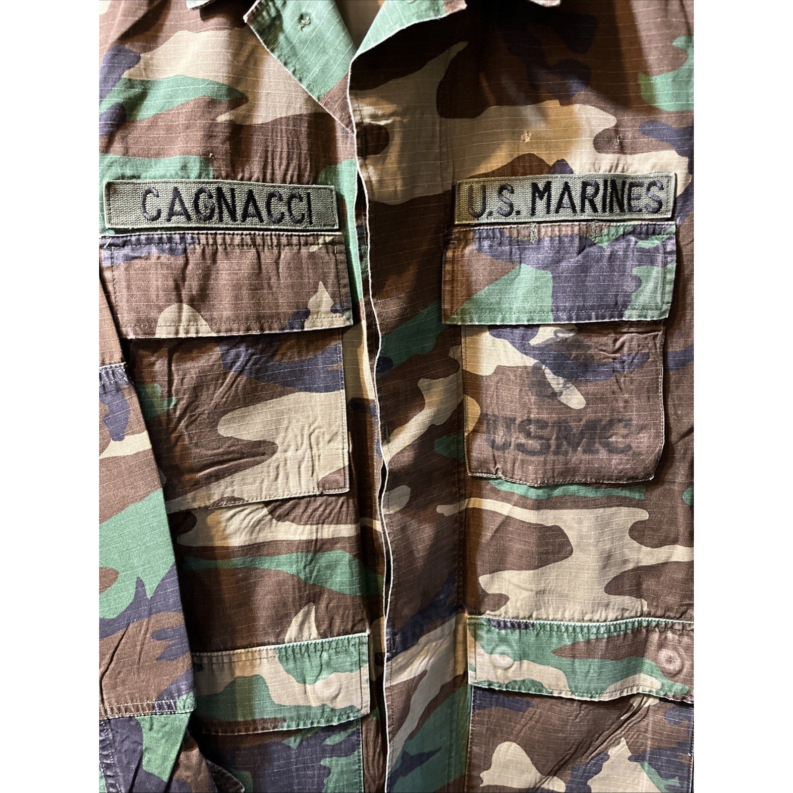 Vintage Woodland Camo Coat Hot weather Mens Combat small Reg Marines US Military