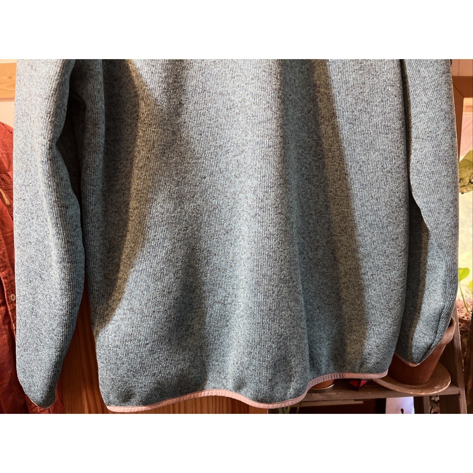 LL Bean Sweater Womens Medium Blue Pullover Snap Button Fleece Ladies Outdoors