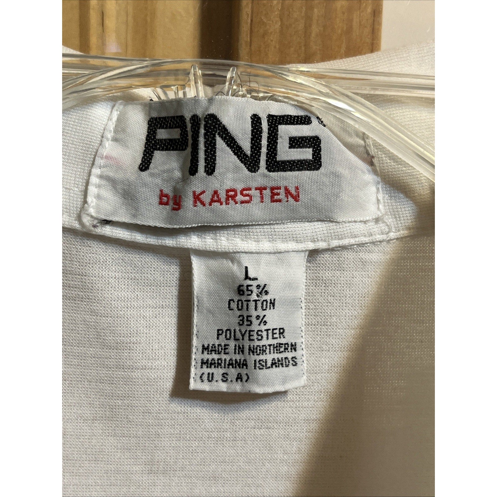 Karsten Ping vintage golf shirt Mens Large Cotton Polyester Polo Made In USA
