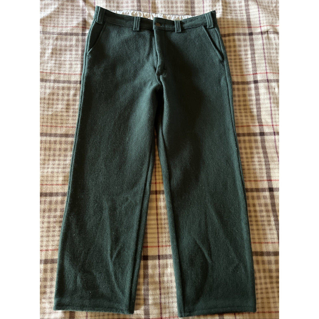 Vintage Codet Heavy Green Wool Blend Outdoor Pants Made in Canada Men's sz 35x28