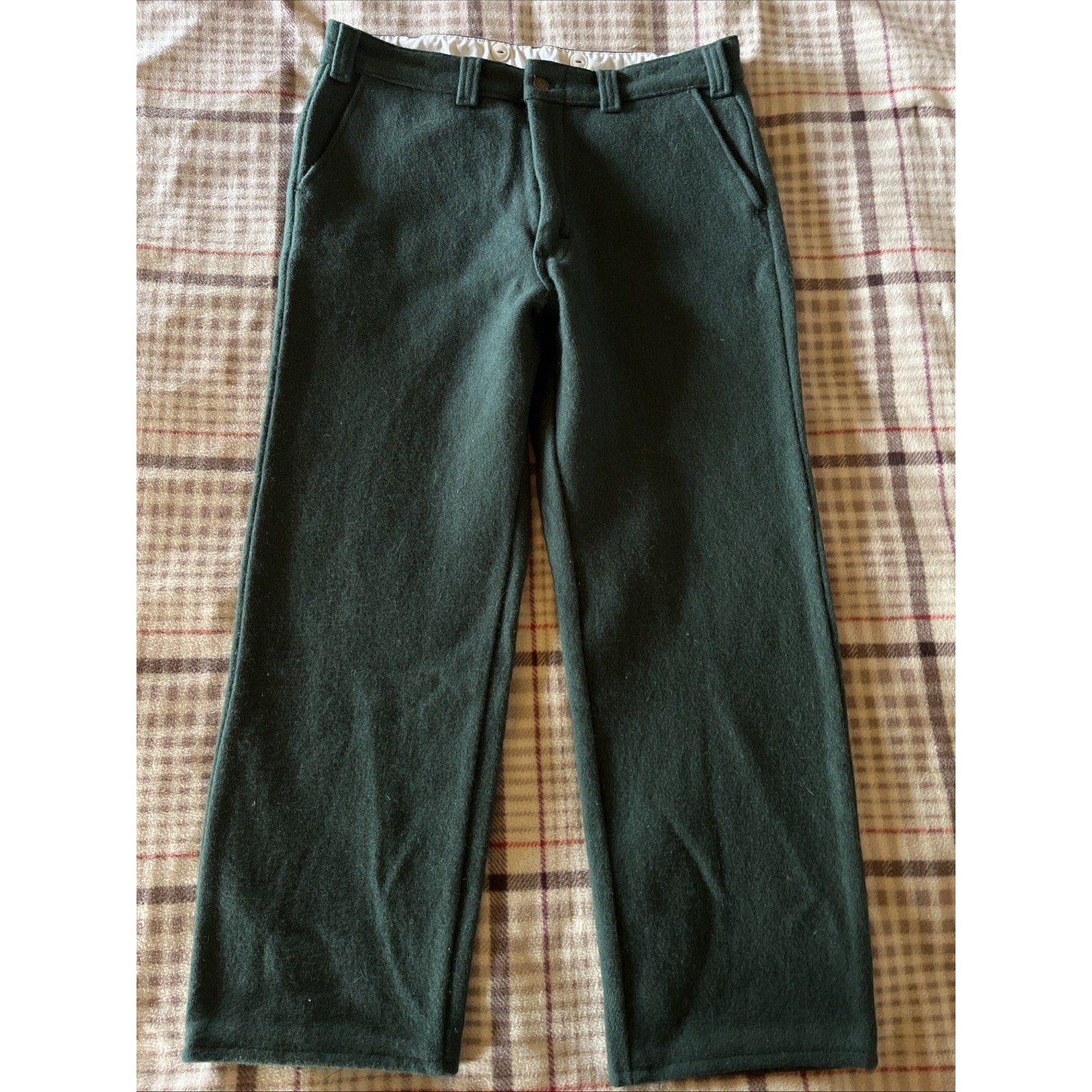 Vintage Codet Heavy Green Wool Blend Outdoor Pants Made in Canada Men's sz 35x28