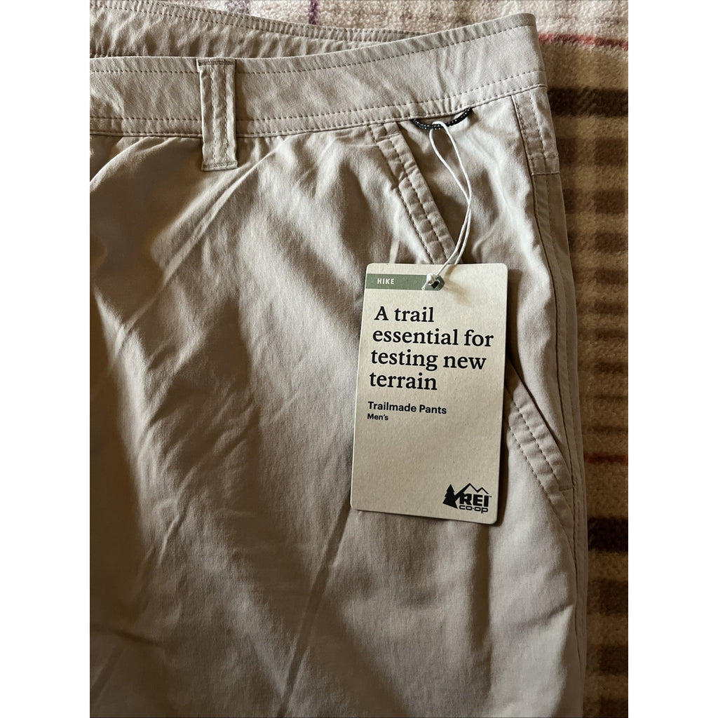 REI CO-OP Mens TRAILMADE PANTS Sz 40x30 Mushroom Taupe UPF 50 Cargo Hiking NWT