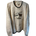 Vintage 90s St Johns Bay Knit Sweater XL White Deer Embroidered Nature USA