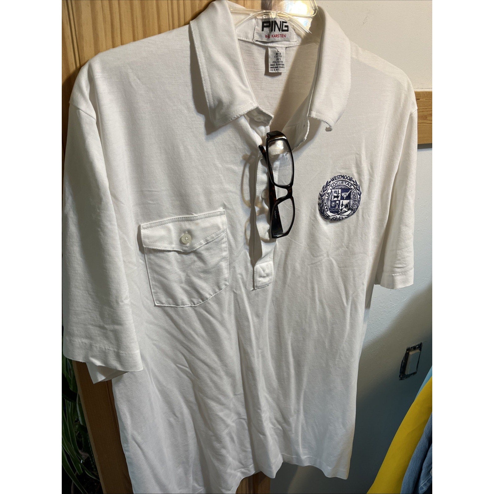 Karsten Ping vintage golf shirt Mens Large Cotton Polyester Polo Made In USA