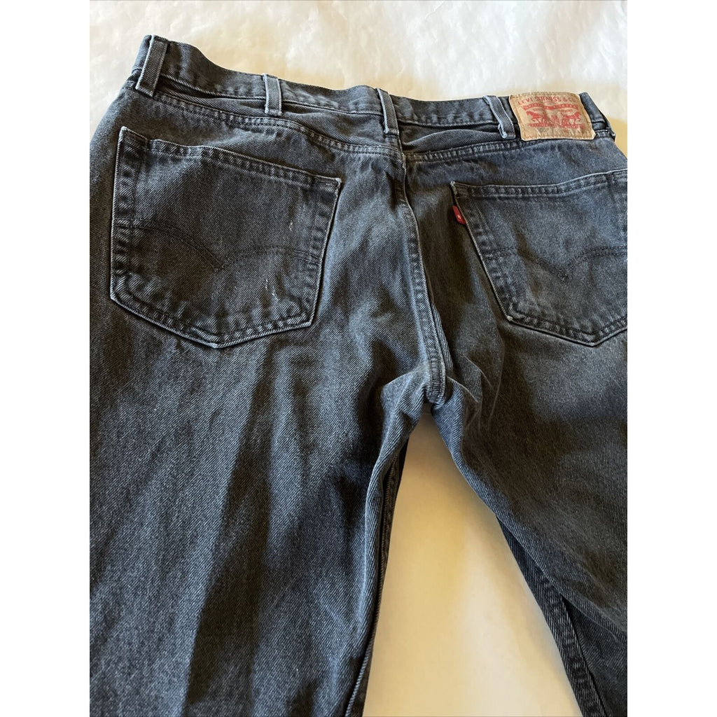 Levis Jeans Mens 33x28 Dark Gray 505 Reg Straight Leg Denim Cotton Workwear EUC
