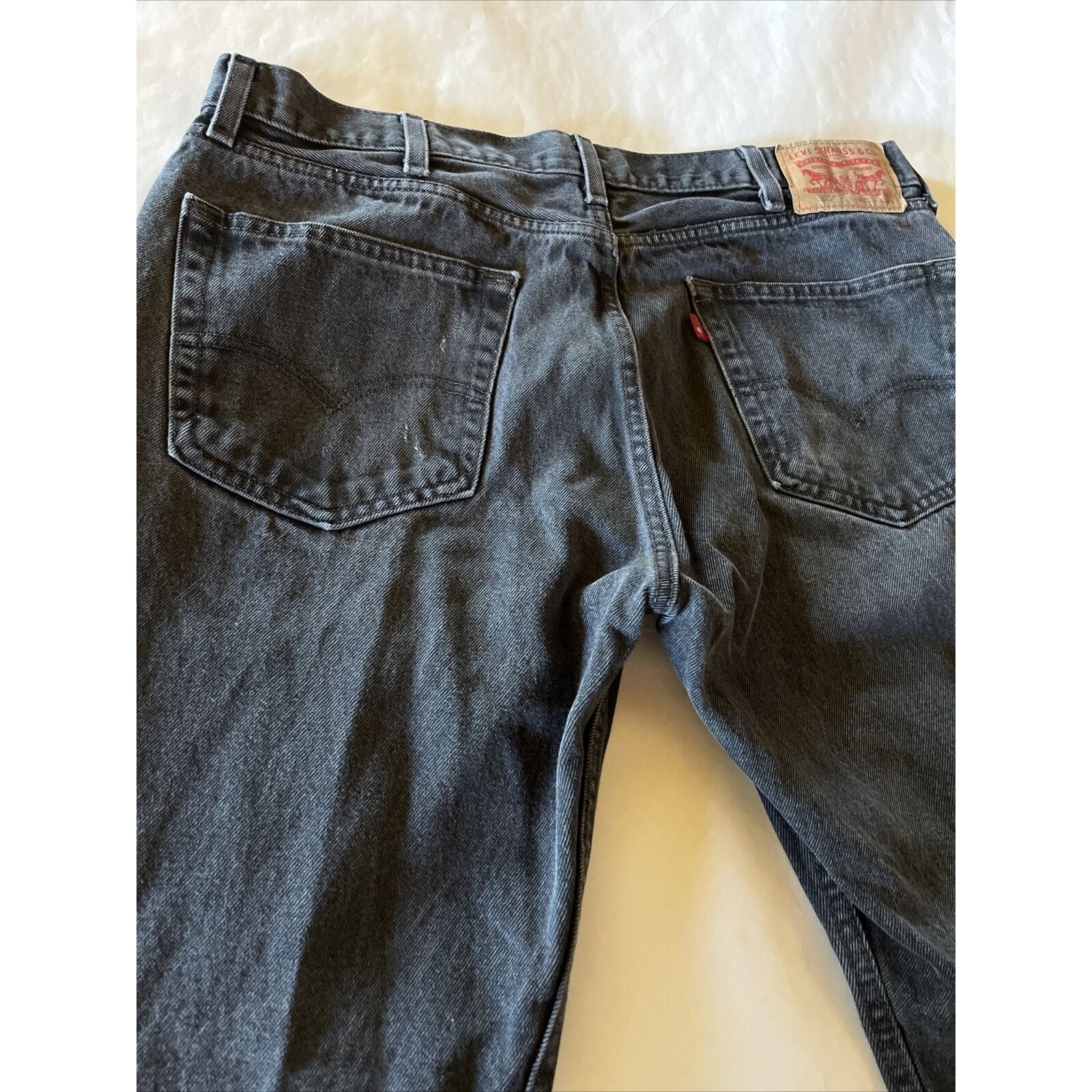 Levis Jeans Mens 33x28 Dark Gray 505 Reg Straight Leg Denim Cotton Workwear EUC