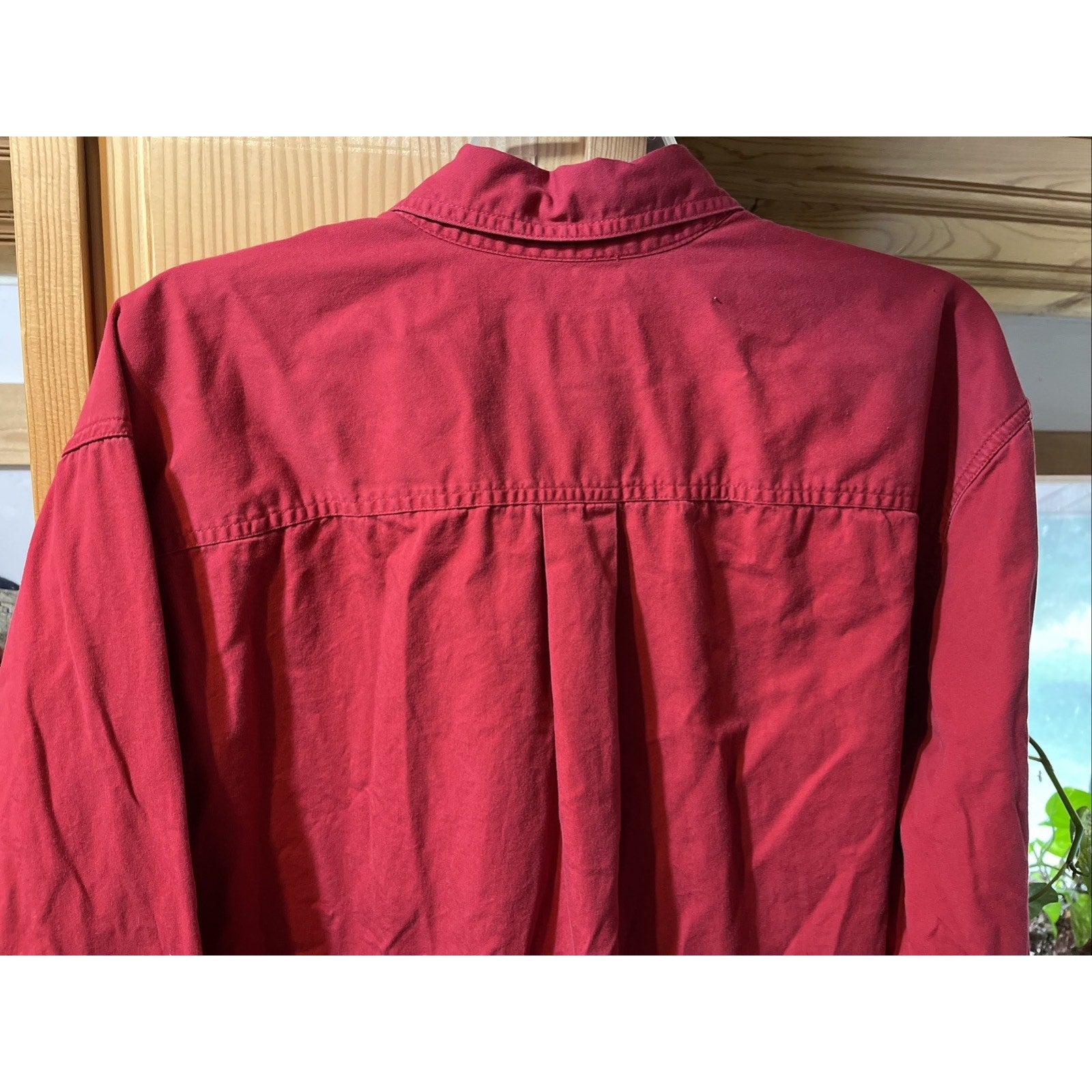 Eddie Bauer Shirt Mens XLT Red Canvas Long Sleeve Button Down Outdoor Casual