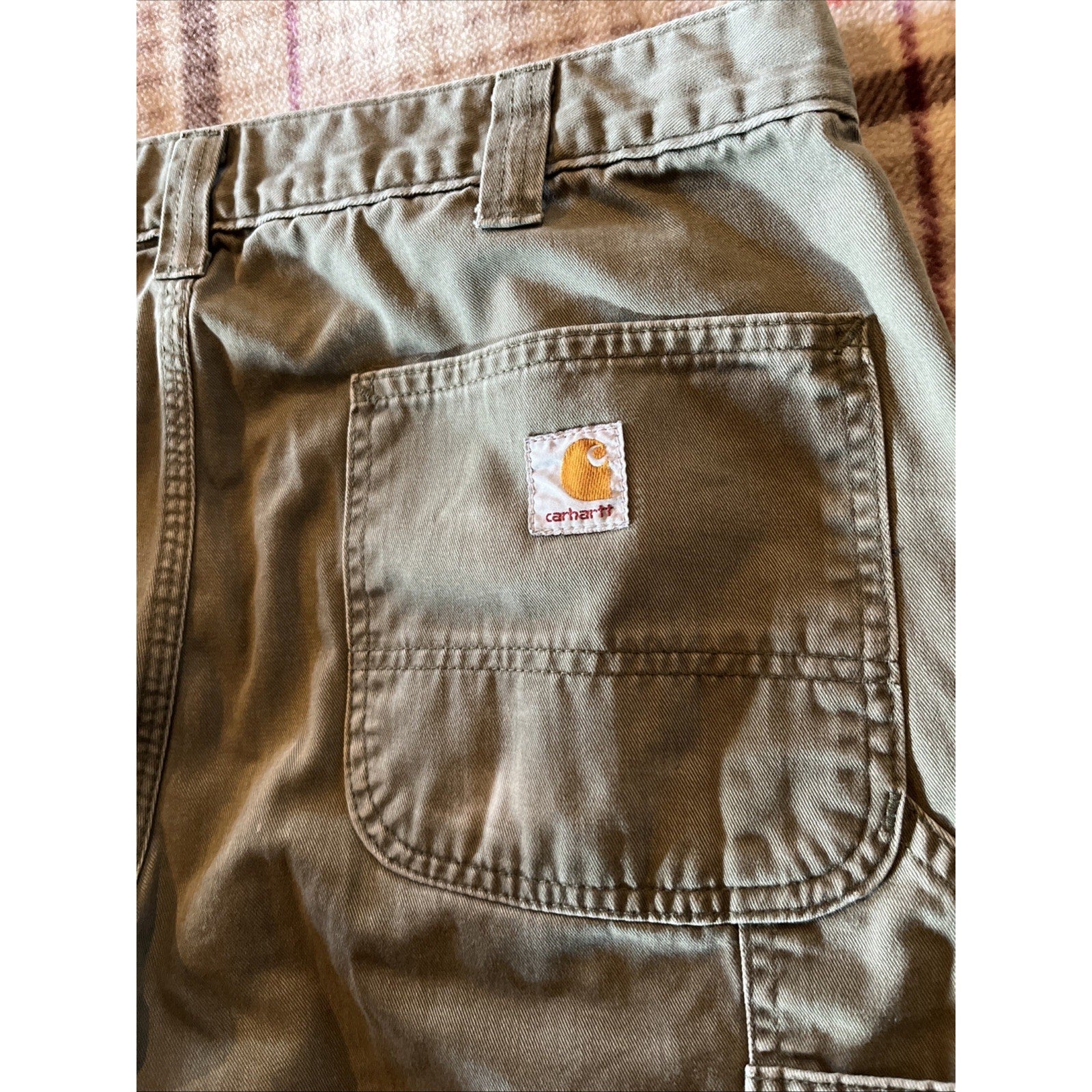 Carhartt Pants Mens 35x32 Fit Gray Canvas Carpenter Relaxed Fit Workwear Travel