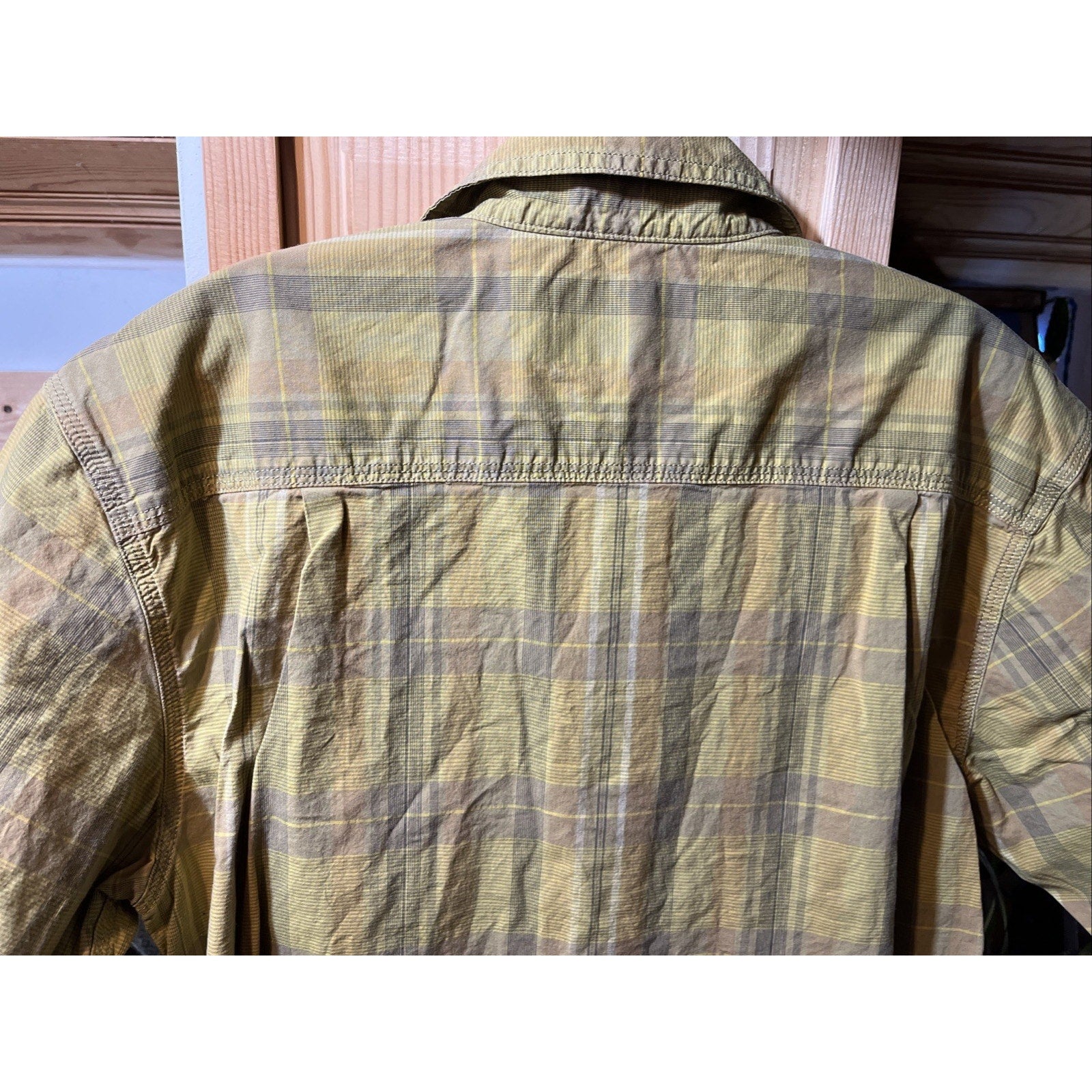 Carhartt Shirt Mens Medium Green Plaid Rugged Flex Short Sleeve Button Front