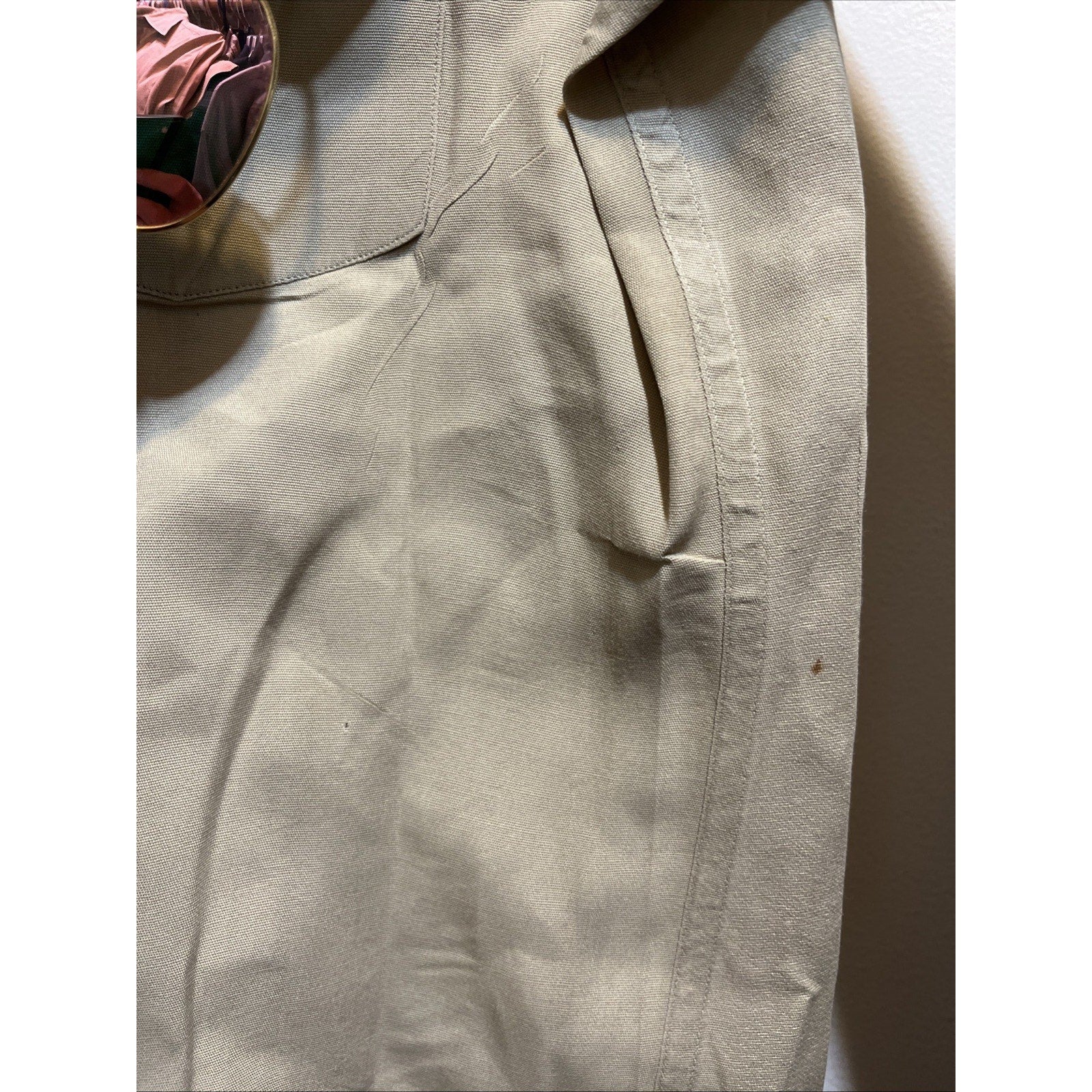 Vintage Flying Cross De Luxe Poplin Shirt SZ Small Khaki Long Sleeve Sanforized