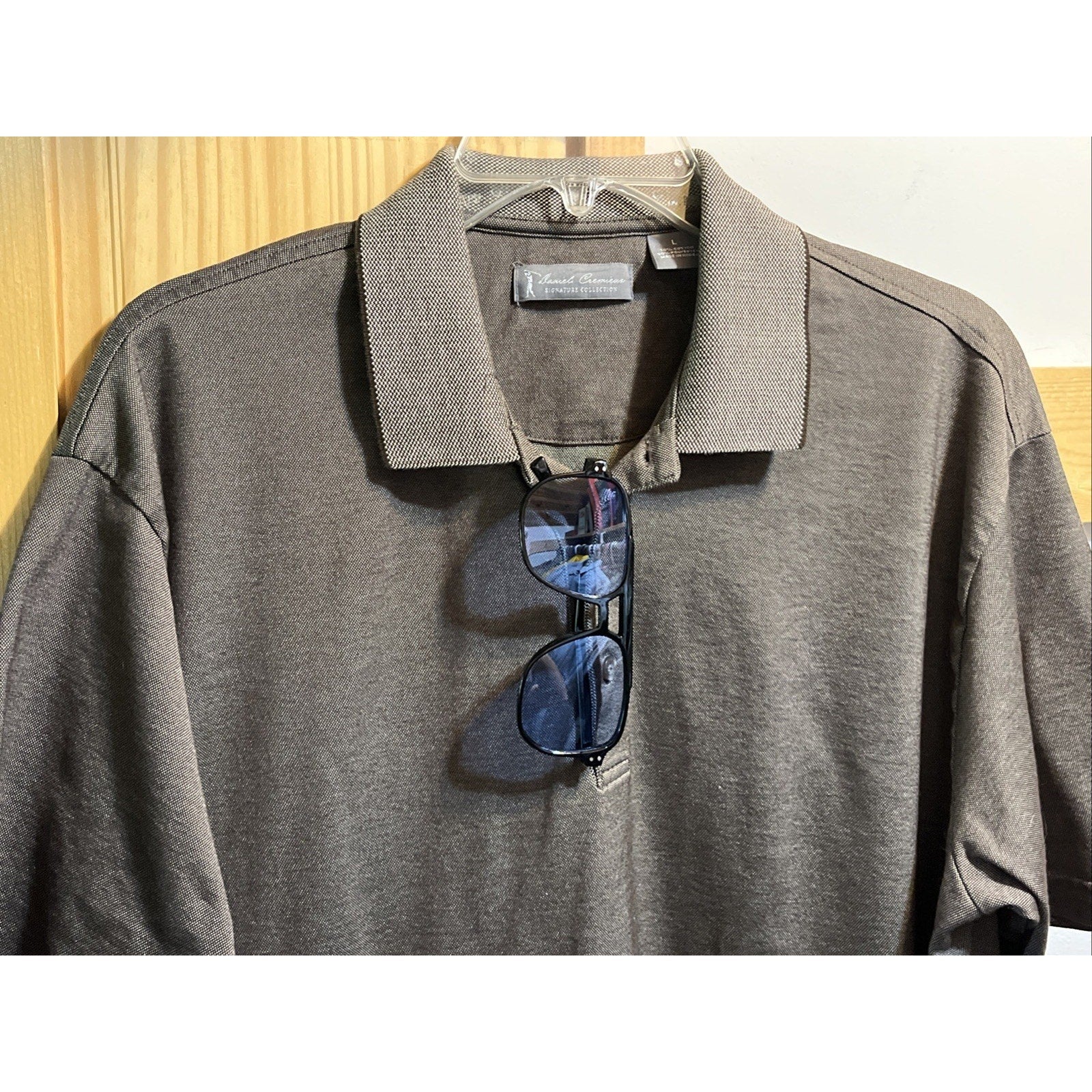 Daniel Cremieux Polo Shirt Men's L Golf Signature Collection Gray Short Sleeve