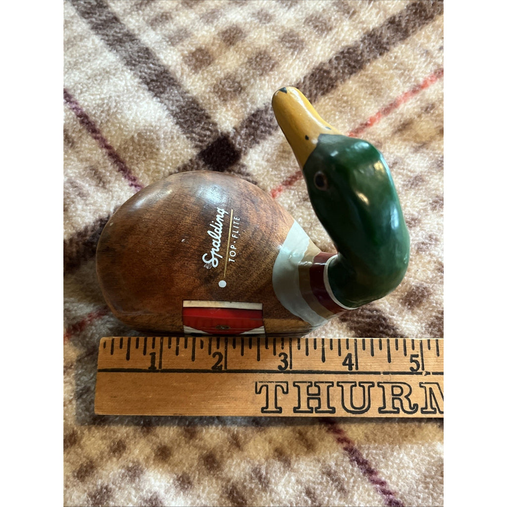 Vintage Duck Hand Carved Painted Wooden Golf Club Head Spalding Top Flite Driver